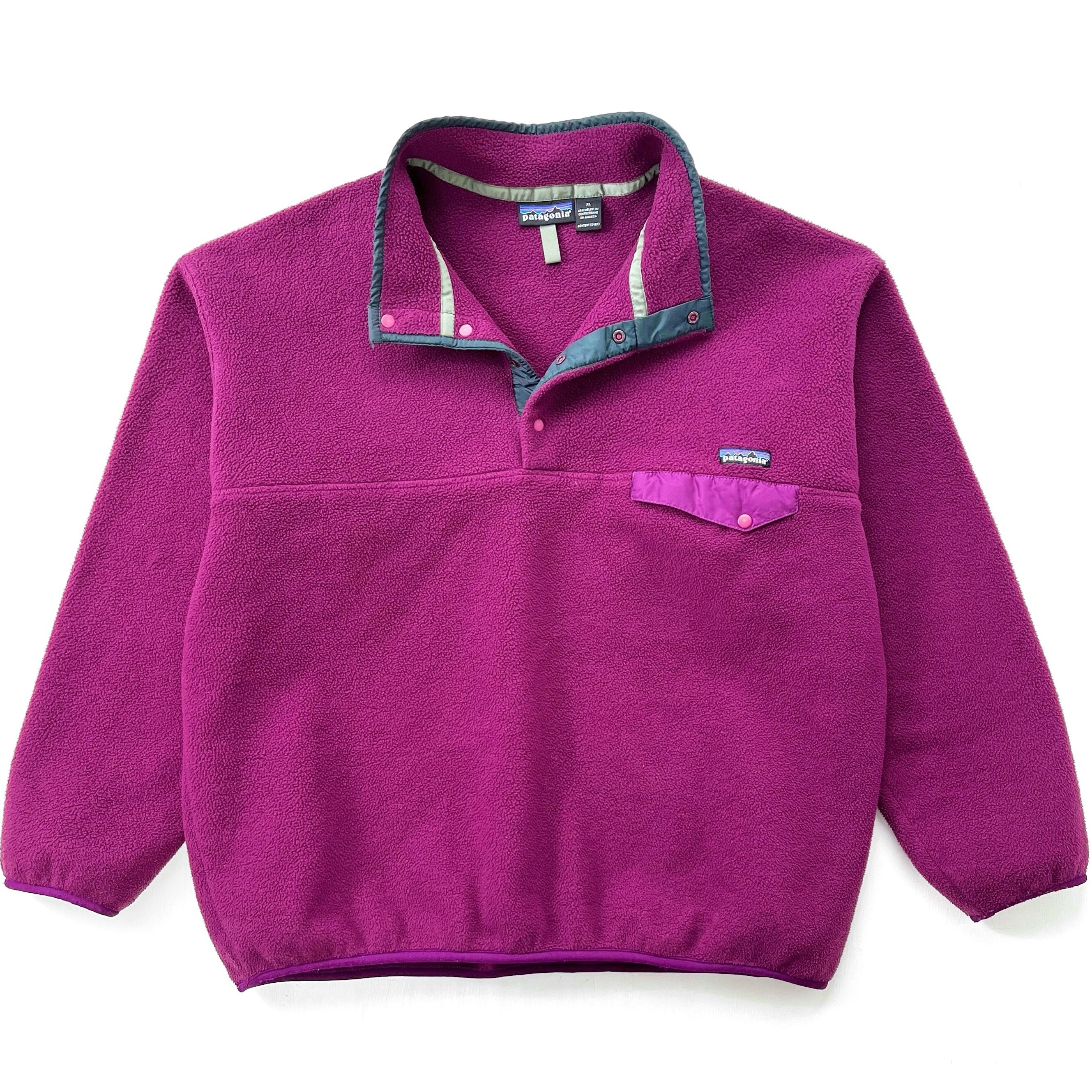 1994 Patagonia Synchilla Snap-T Fleece Pullover, Plum & Carbon (XL)