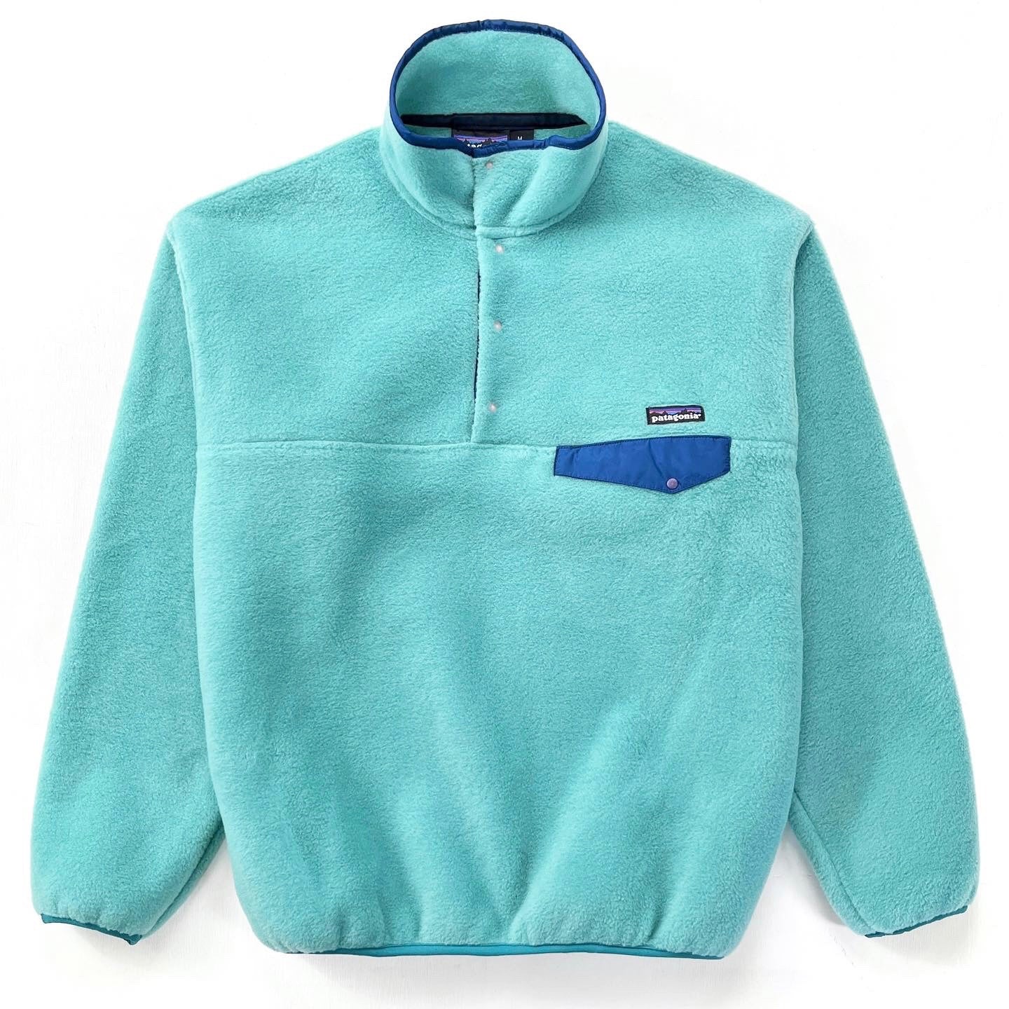 1993 Patagonia Synchilla Snap-T, Sea Green & Ink Blue (M)