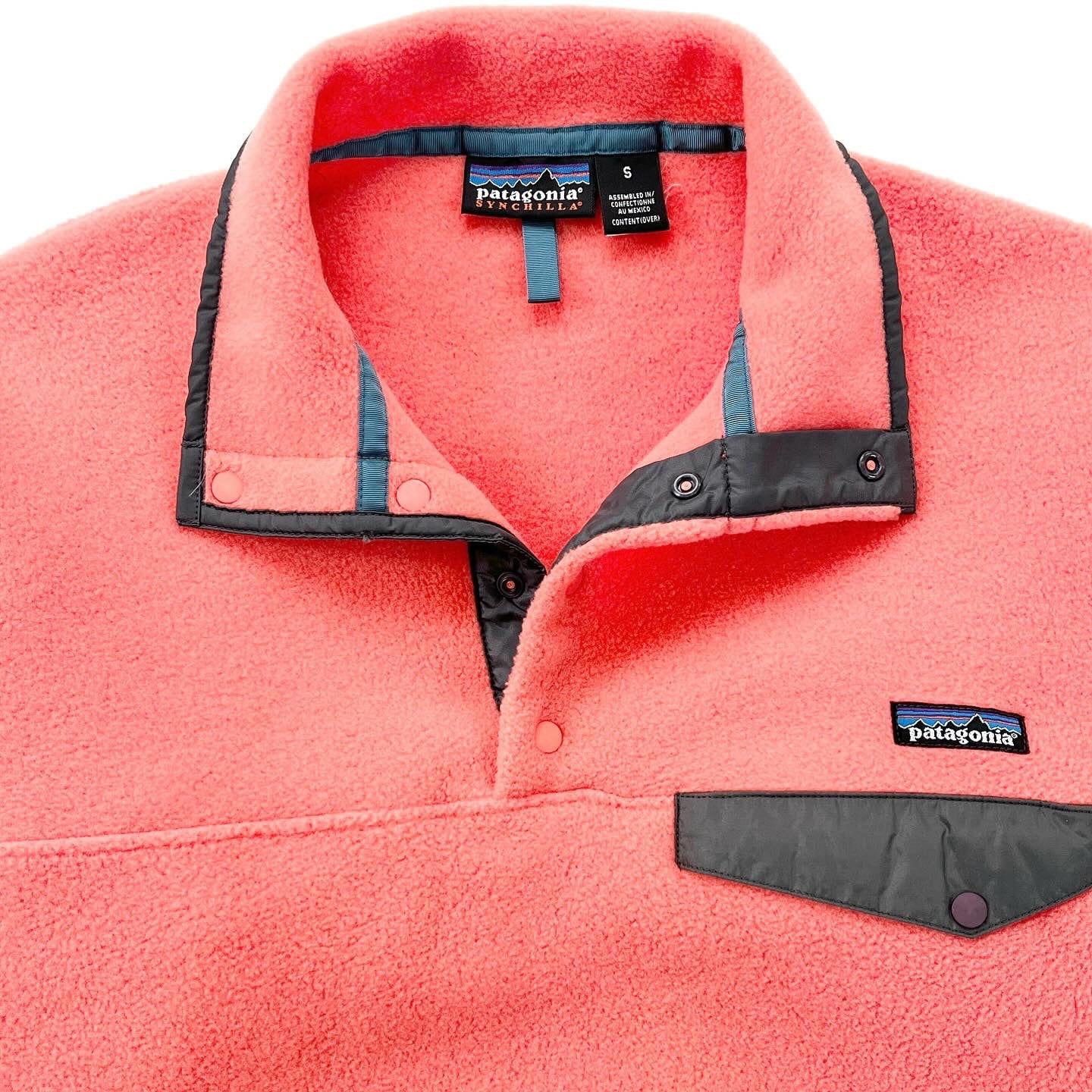 1998 Patagonia Synchilla Snap-T Fleece Pullover, Wild Coral (S)