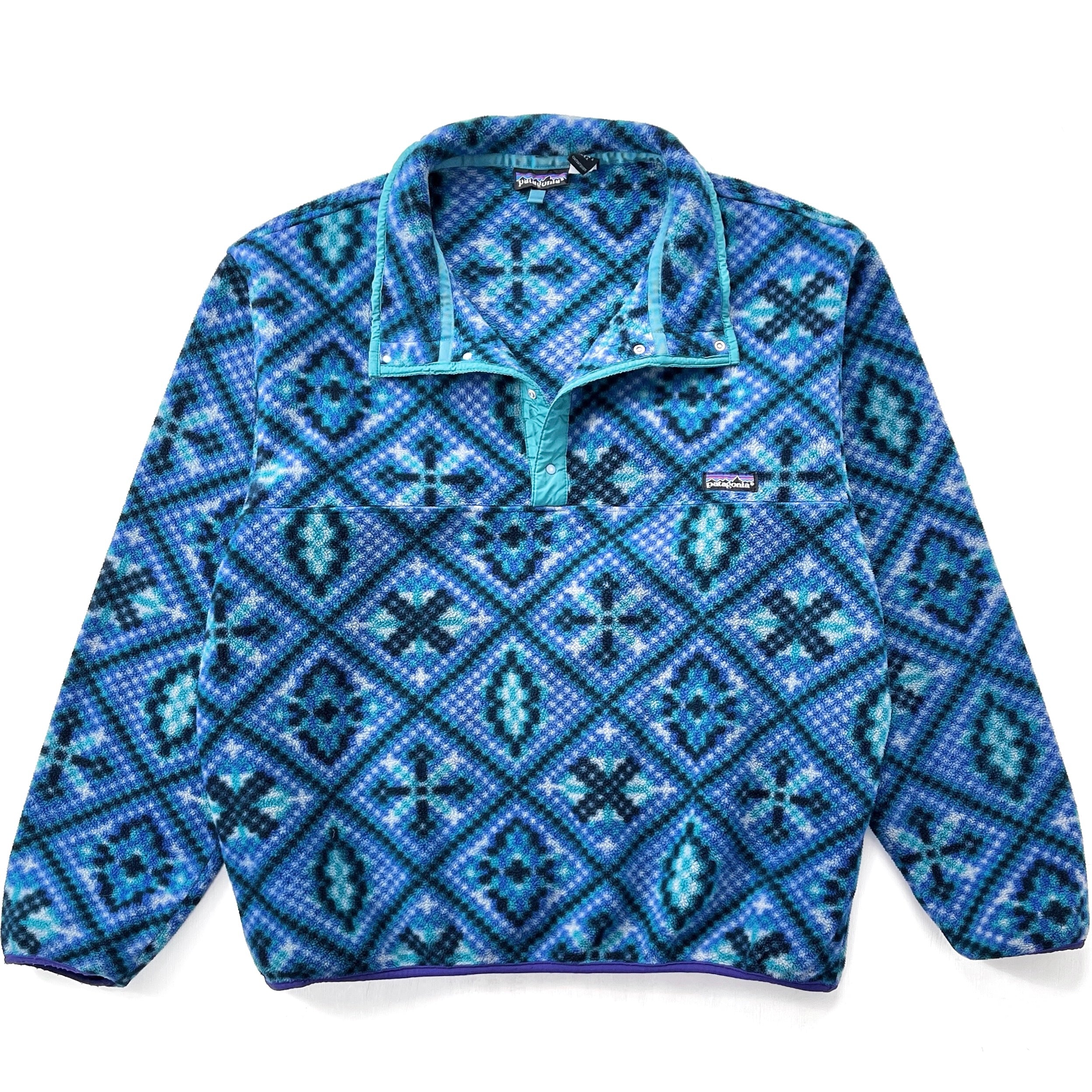 1993 Patagonia Printed Synchilla Snap-T, Mosaic: Heather Grey (XL)