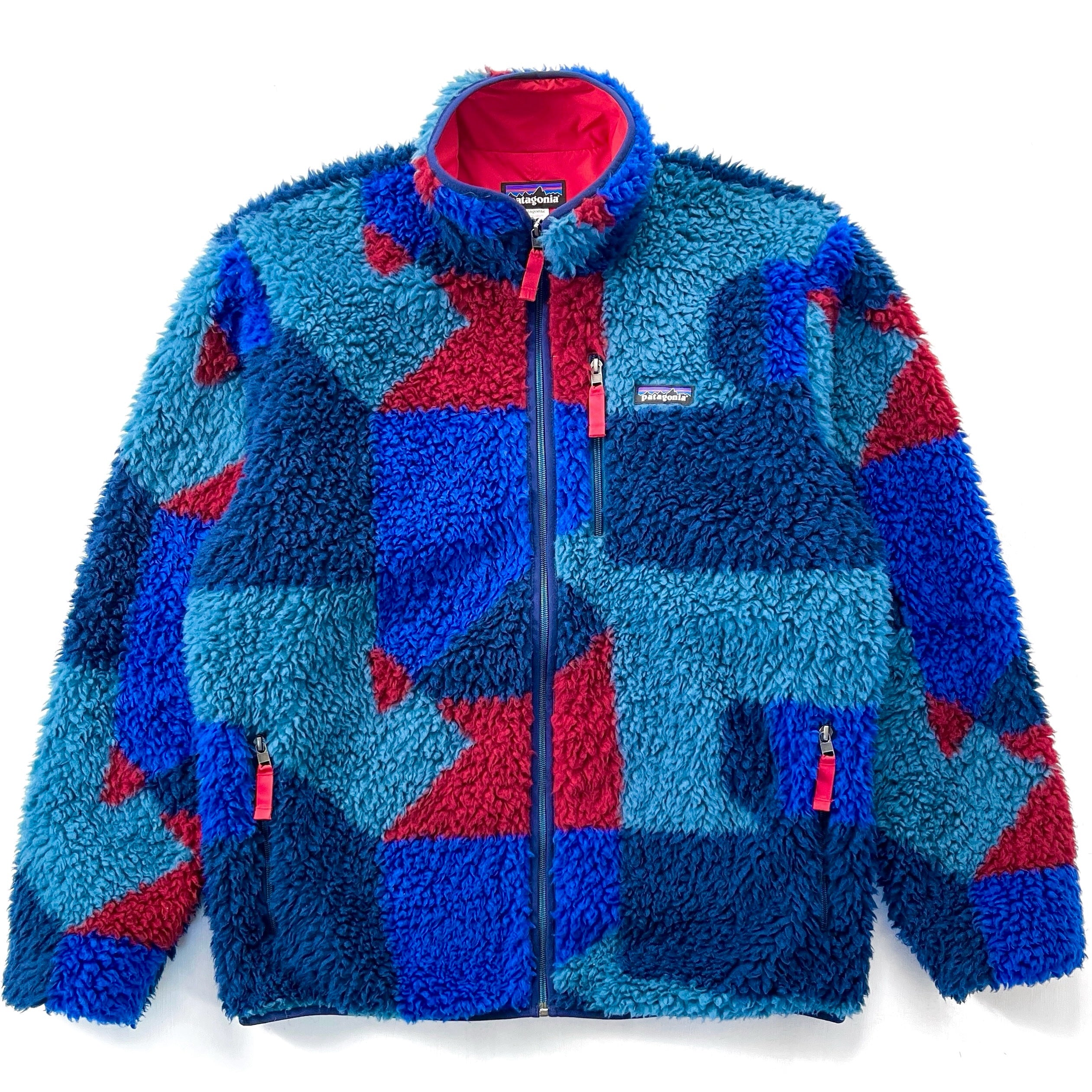 2014 Patagonia Classic Retro X Deep Pile Fleece Cardigan Blocks Glas