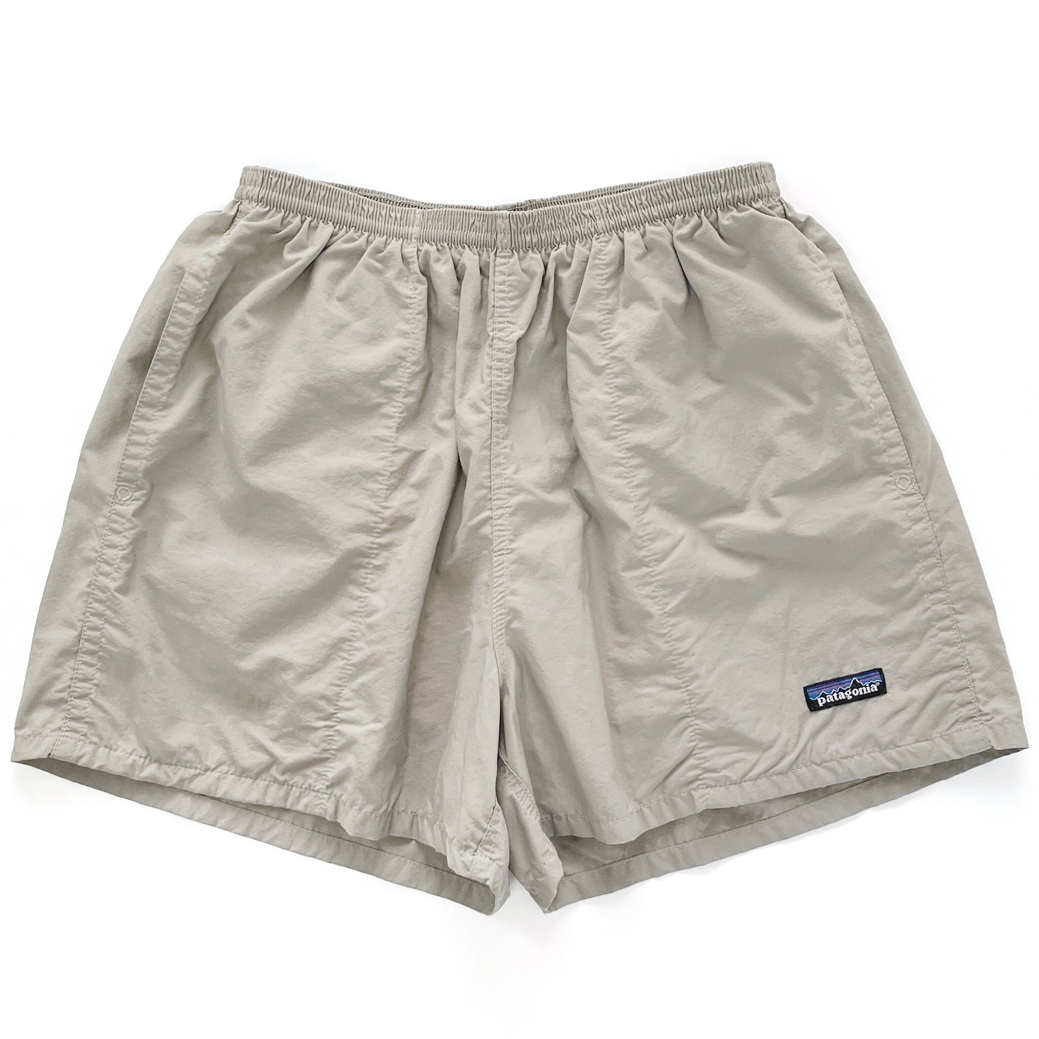 1998 Patagonia Mens 3.5” Nylon Baggies Shorts, Light Stone (M