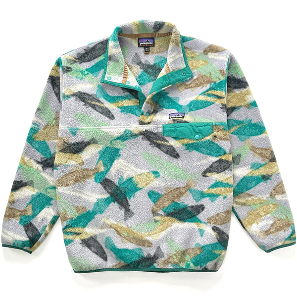 2016 Patagonia Printed Synchilla Snap-T, Trout Tails: Legend Green (M/L)