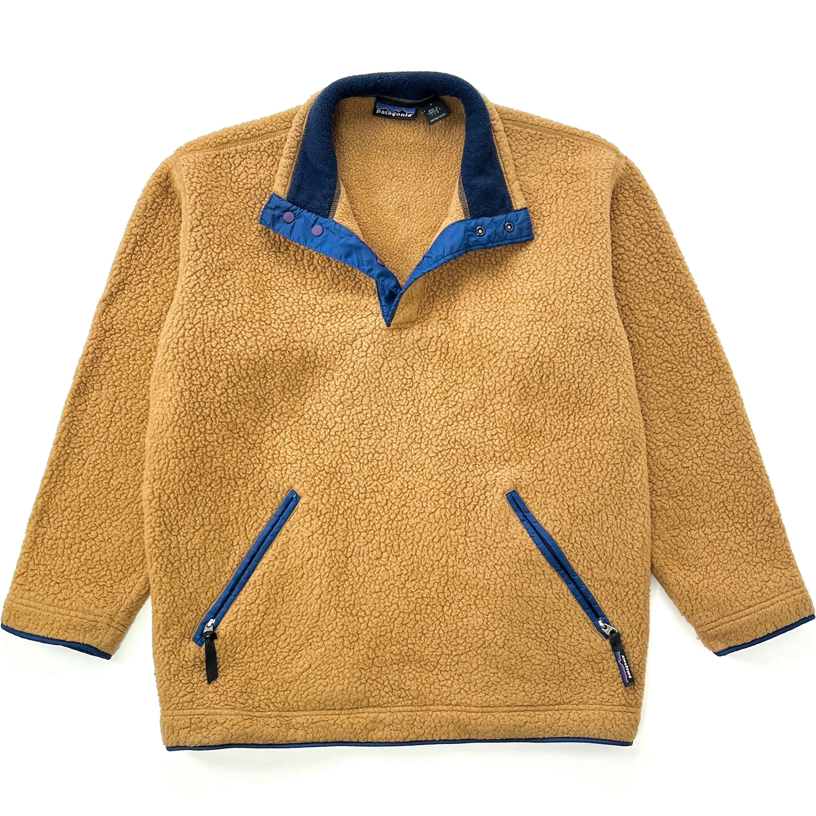 1995 Patagonia Synchilla Big-T Shearling Fleece Pullover, Camel Brown (S/M)