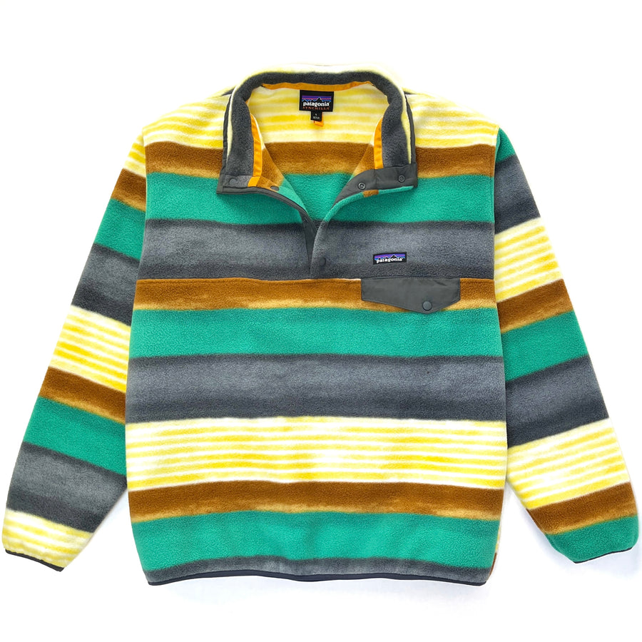 2016 Patagonia Printed Synchilla Snap-T, Painted Fitz Stripe: Forge Grey (L/XL)