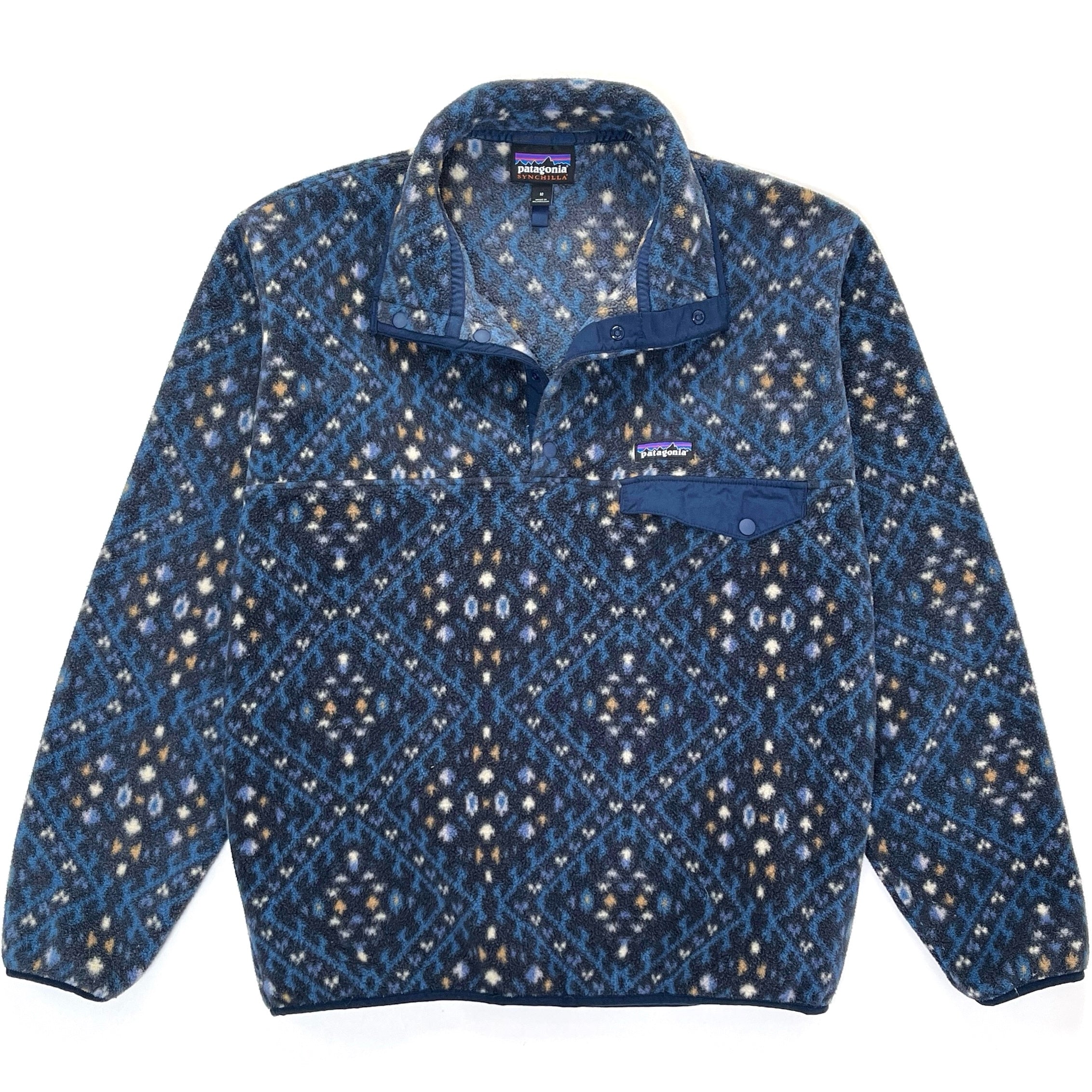 2018 Patagonia Printed Synchilla Snap-T Pullover, Howl: Stone Blue (M)