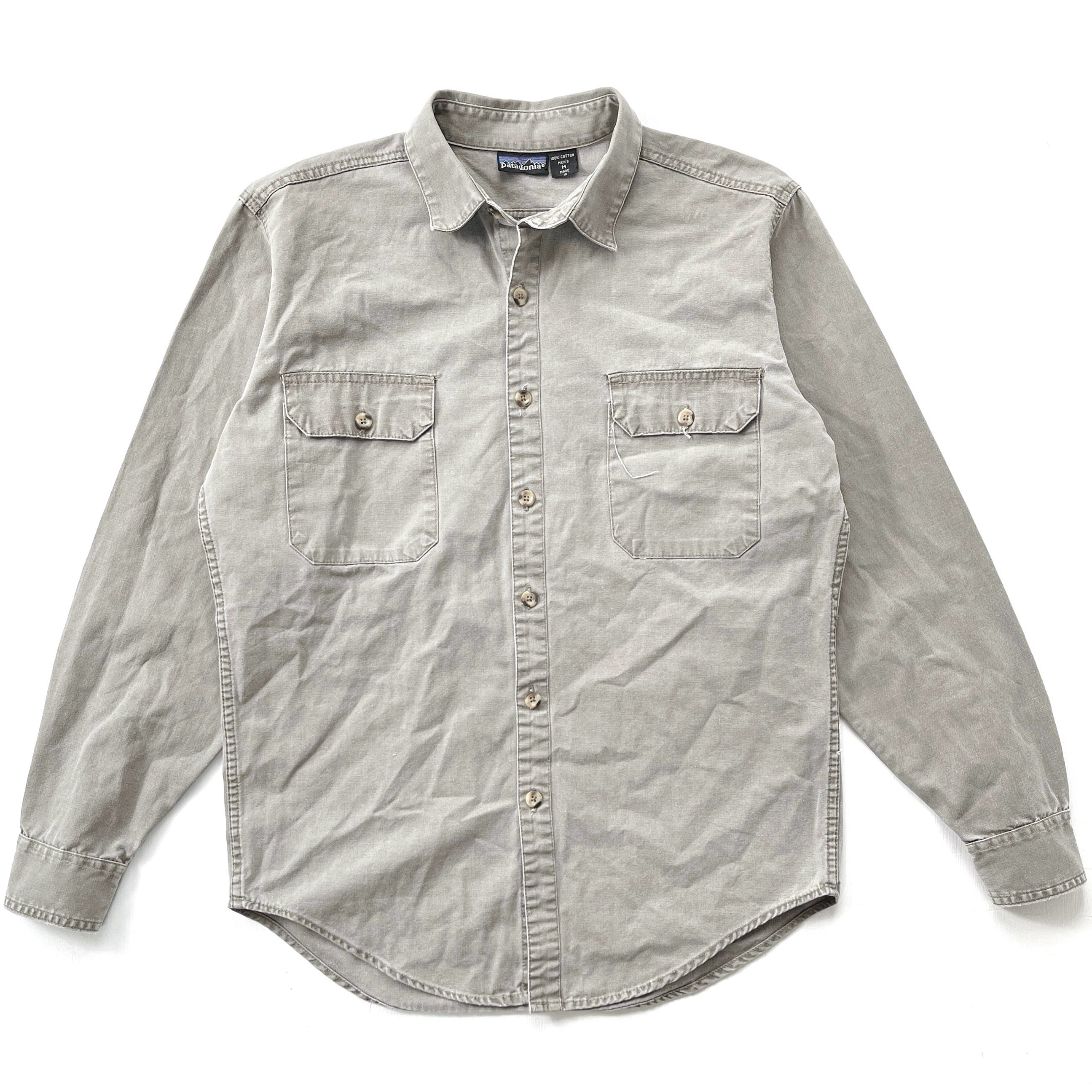 1989 Patagonia Garment Dyed Cotton Canvas Shirt, Taupe (M)