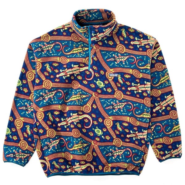 1998 Patagonia Printed Synchilla Snap-T Pullover, Crocodile: Bluegrass (XL)