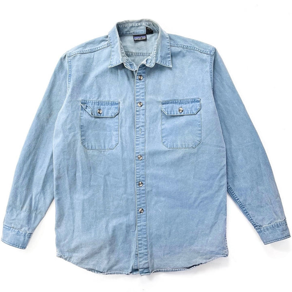 1988 Patagonia Garment Dyed Cotton Canvas Shirt, Light Blue (L)