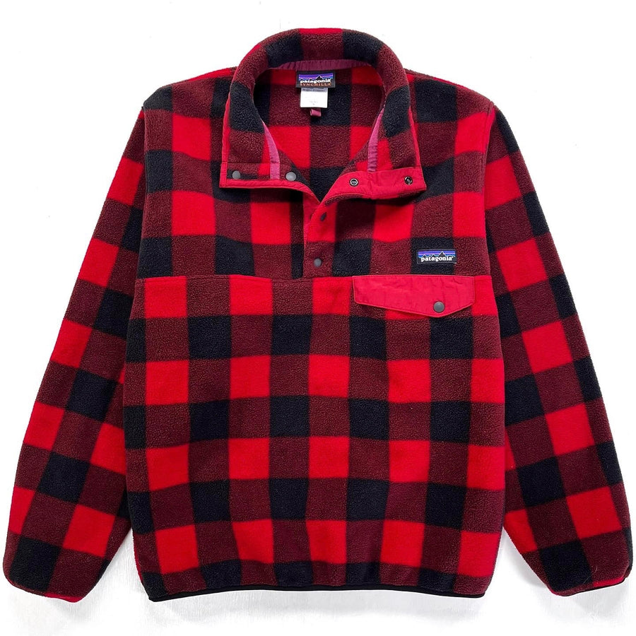 2014 Patagonia Printed Synchilla Snap-T, Fuzzy Plaid: Wax Red (S)