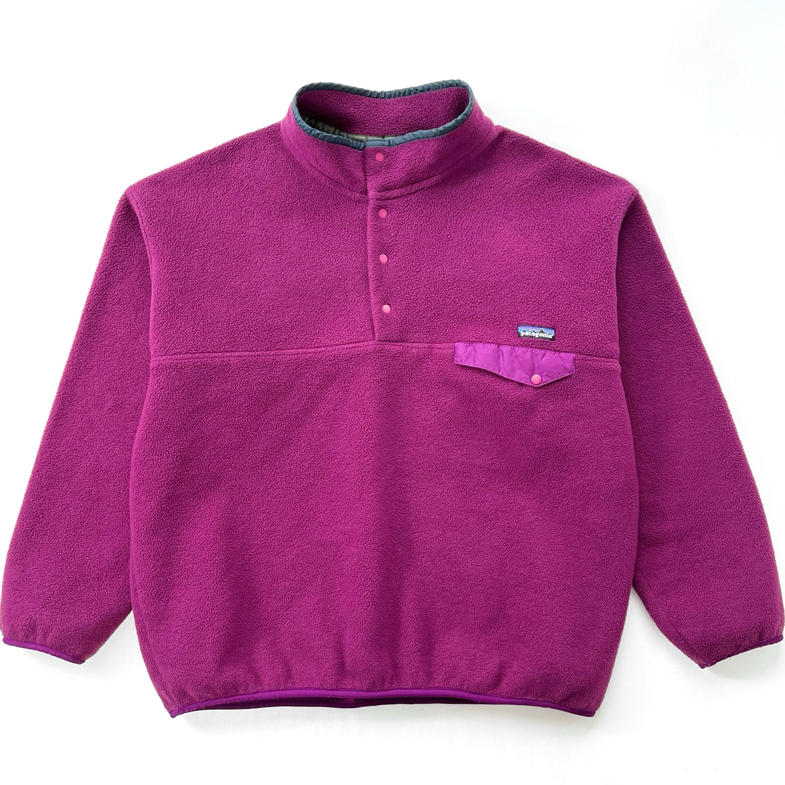 1994 Patagonia Synchilla Snap-T Fleece Pullover, Plum & Carbon (XL)