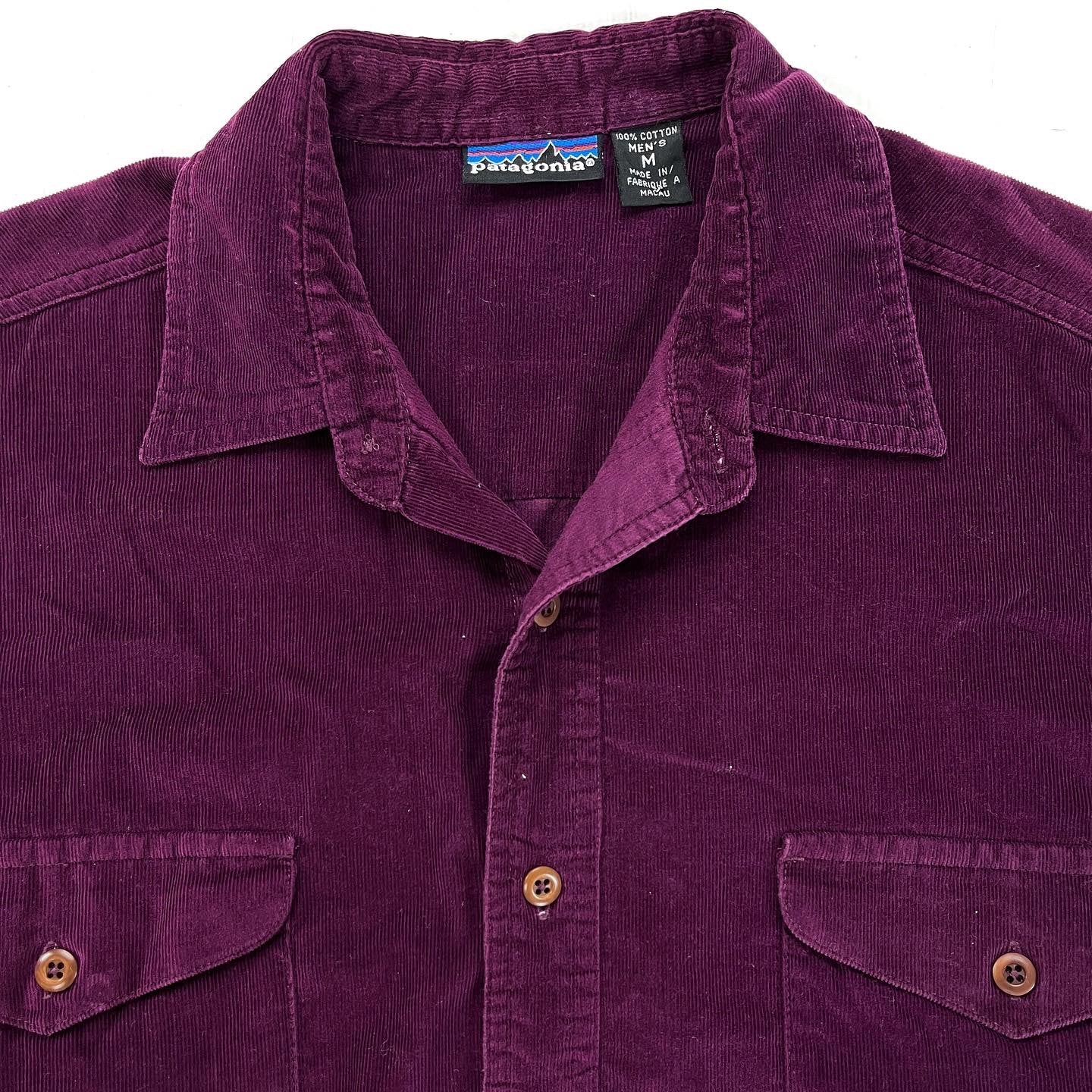 1991 Patagonia Lightweight Cotton Corduroy Shirt, Deep Plum (L)