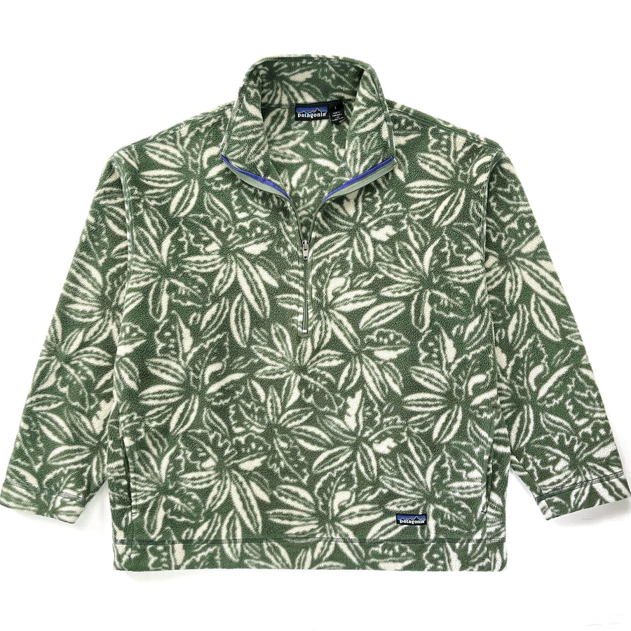 1995 Patagonia Printed Synchilla Sweater, Tropical: Green (L)