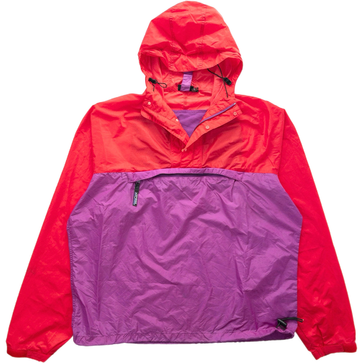 1985 Patagonia Nylon Featherweight Hooded Pullover, Red / Purple (XL)