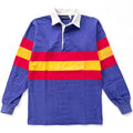 1980s Patagonia Cotton Rugby Shirt, Blue / Red / Yellow (XS/S)