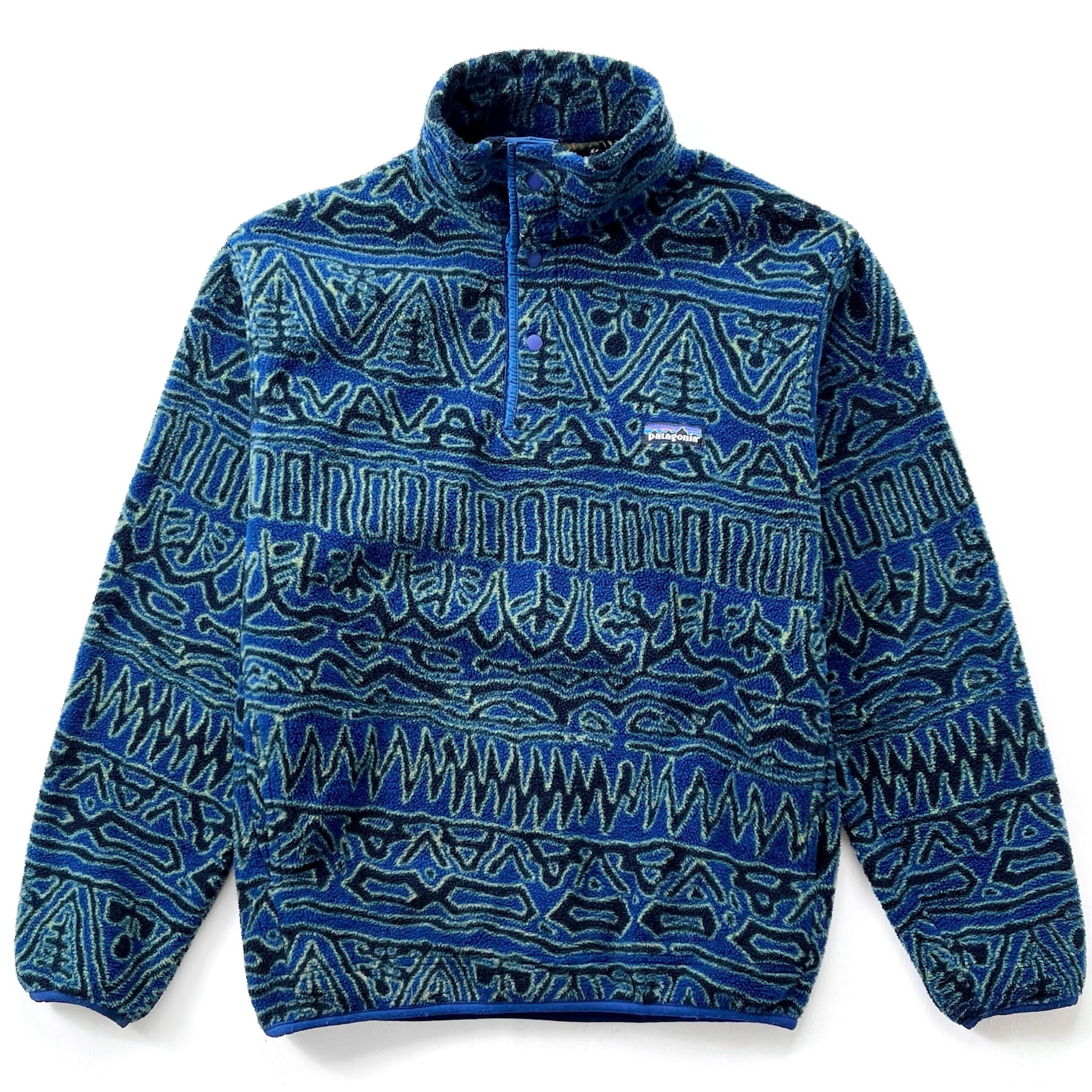 1998 Patagonia Printed Synchilla Snap-T, Switchback: Storm Blue (S)