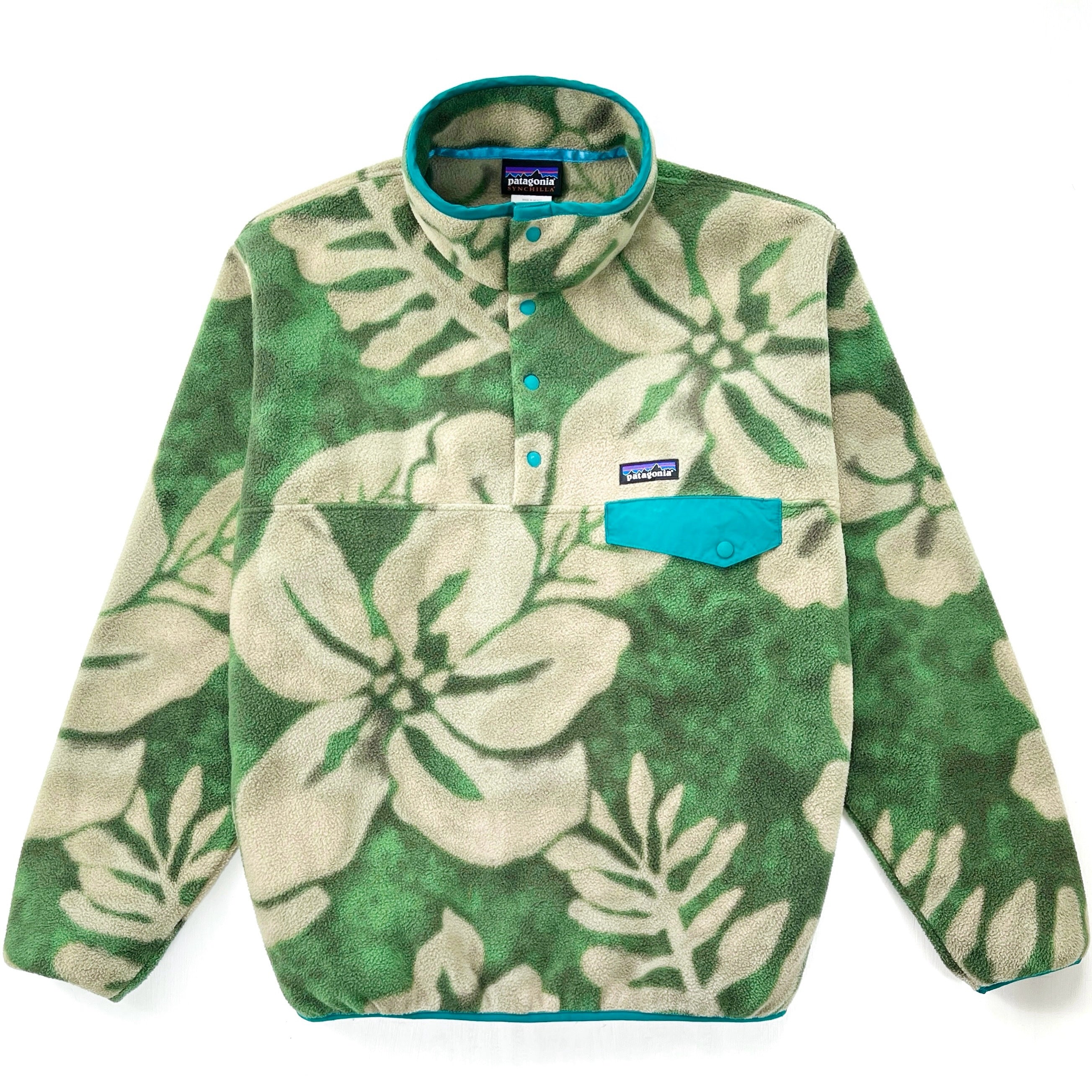 2015 Patagonia Printed Synchilla Snap-T, Spice Garden: Green (M)