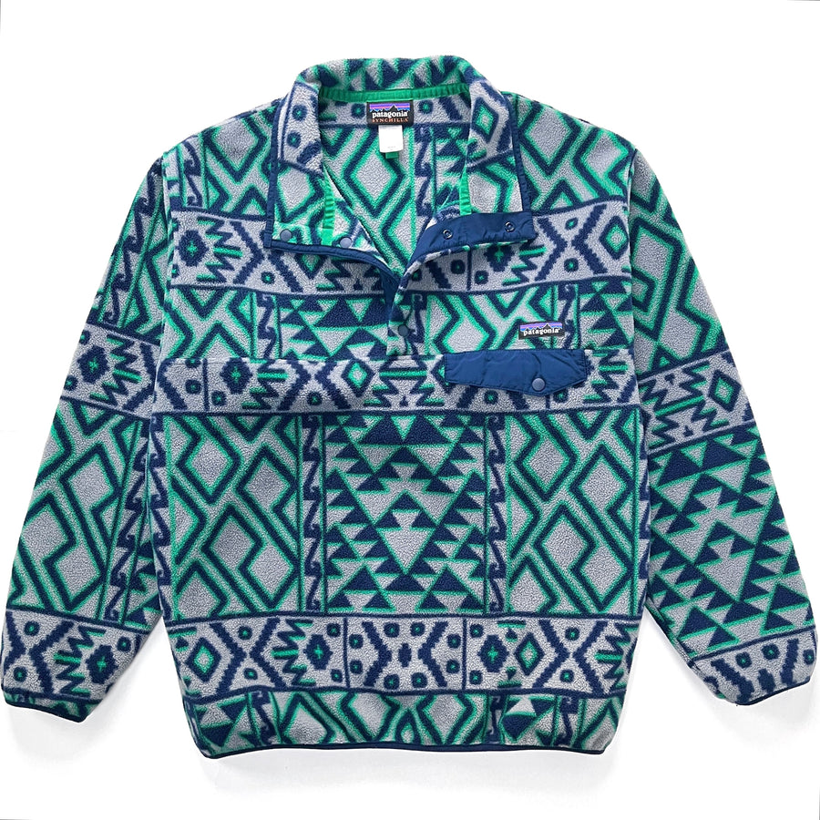 2014 Patagonia Printed Synchilla Snap-T, Montana Siete: Feather Grey (M/L)