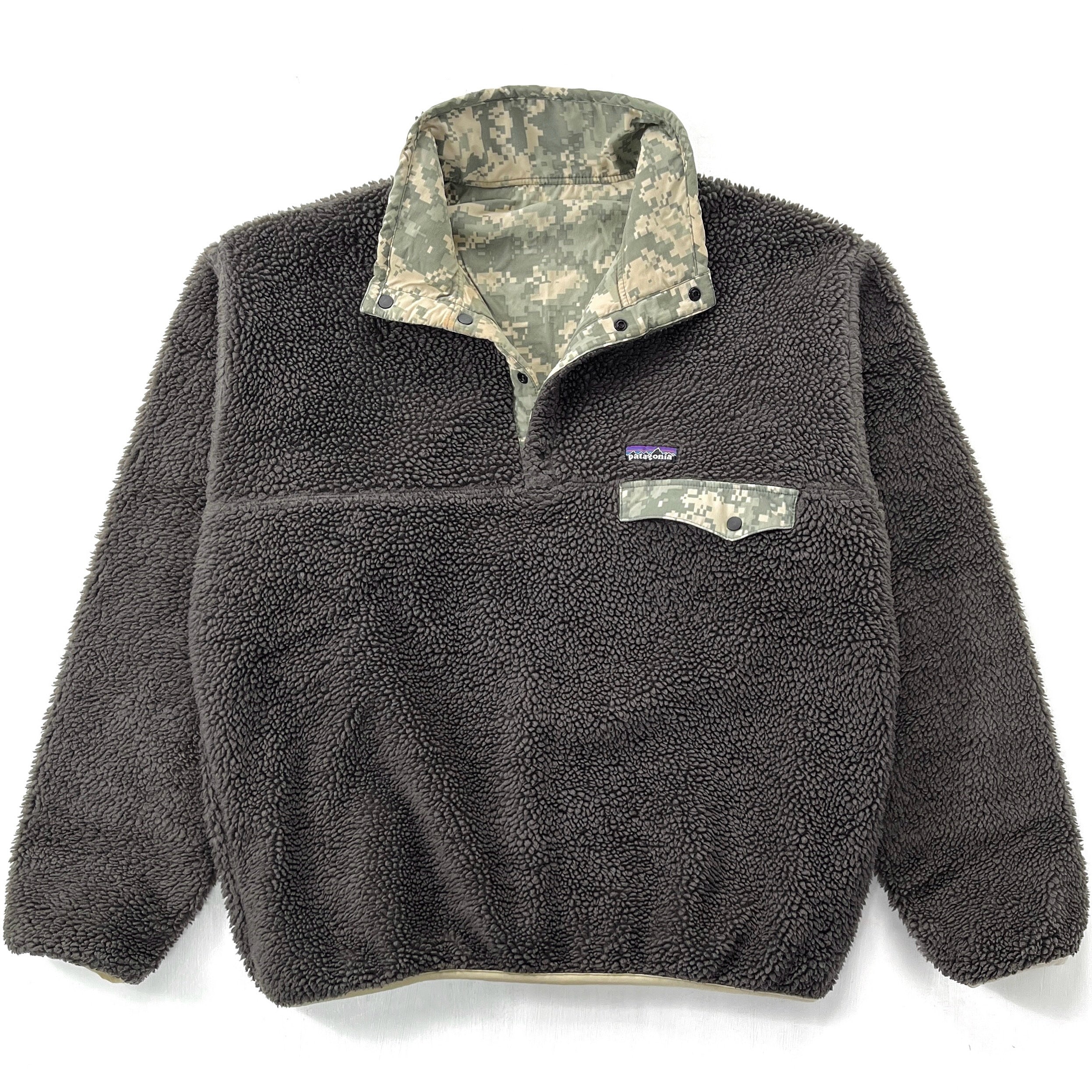 2007 Patagonia MARS Reversible Deep Pile Snap-T, Dark Brown & Digital Camo (L/XL)