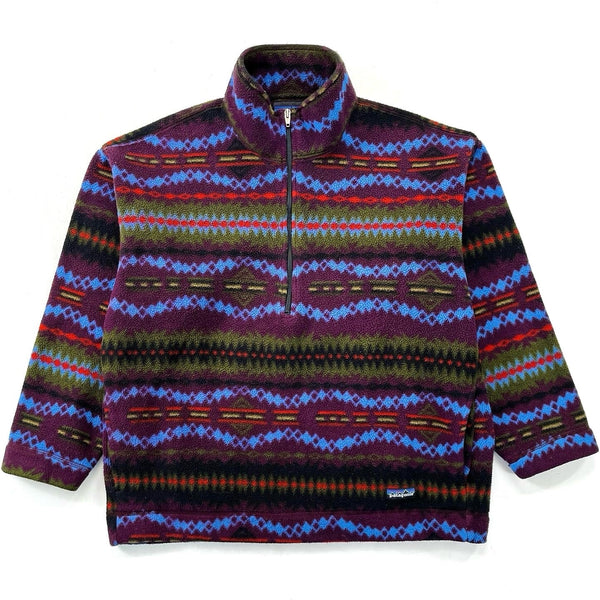1994 Patagonia Printed Synchilla Sweater, Sacajawea: Blackberry (L)
