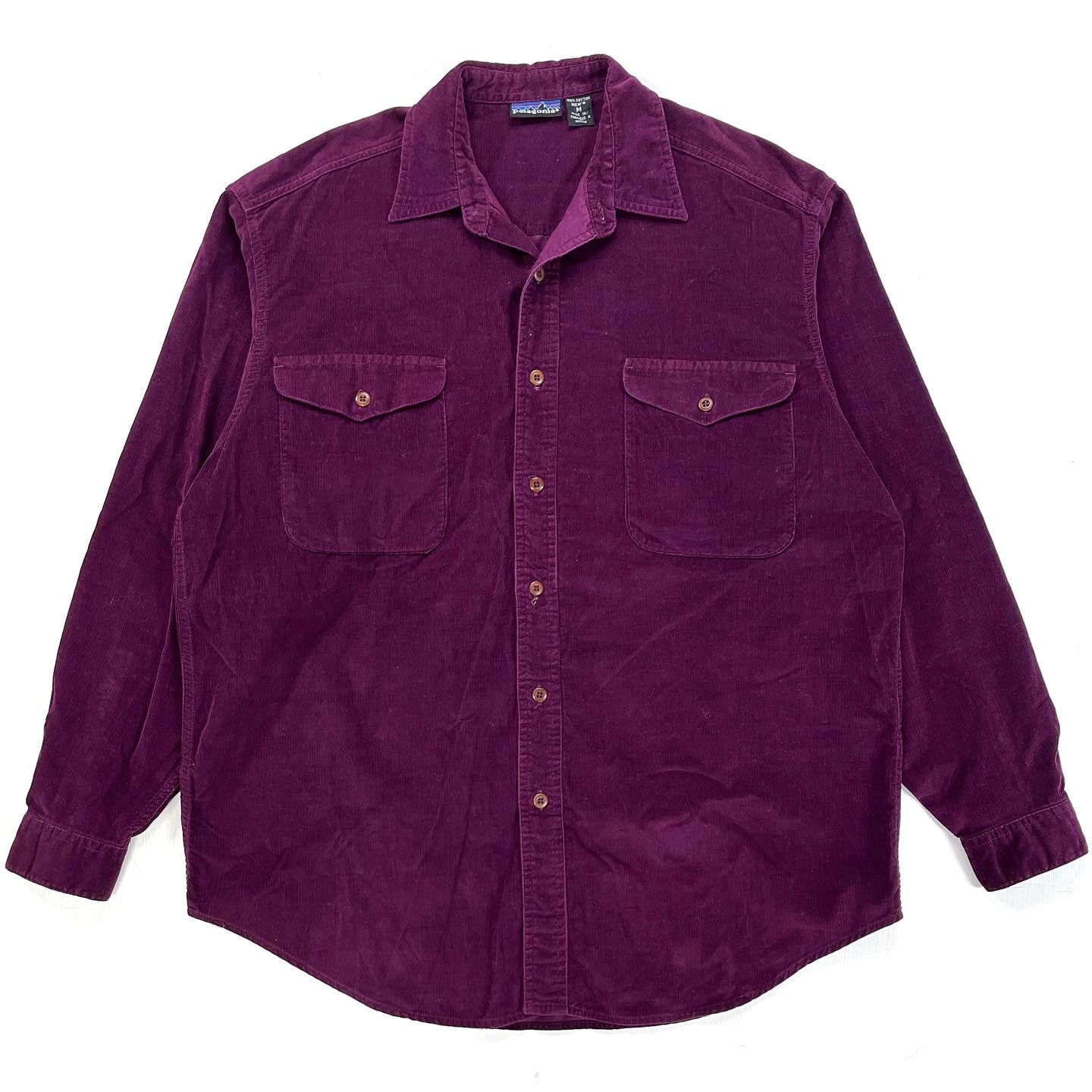 1991 Patagonia Lightweight Cotton Corduroy Shirt, Deep Plum (L)