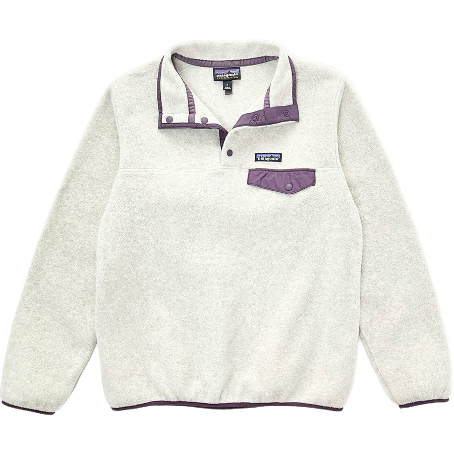 2016 Patagonia Womens Synchilla Snap-T Pullover, Oatmeal Heather / Plum (M)