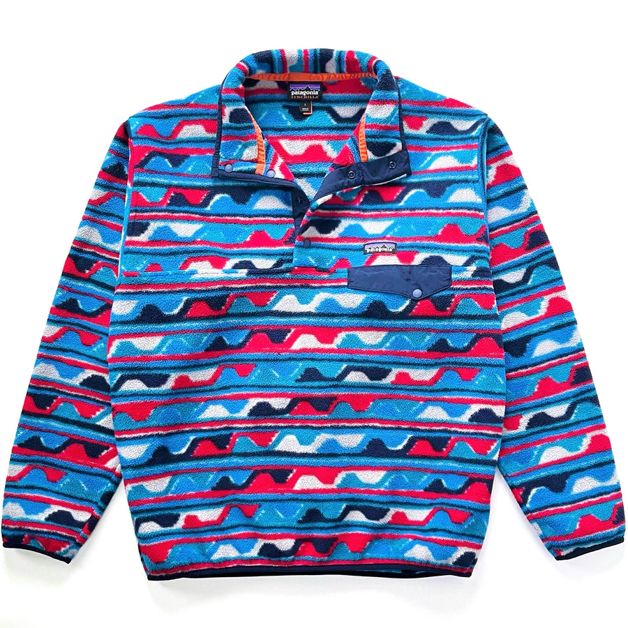 2016 Patagonia Printed Synchilla Snap-T Pullover, Delta: Navy Blue (L)
