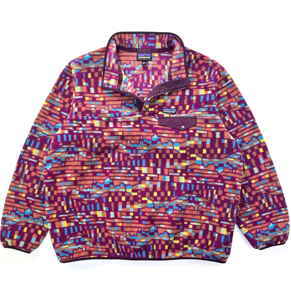 2023 Patagonia Womens Printed Synchilla Snap-T, Fitz Roy Patchwork: Plum (XXL)
