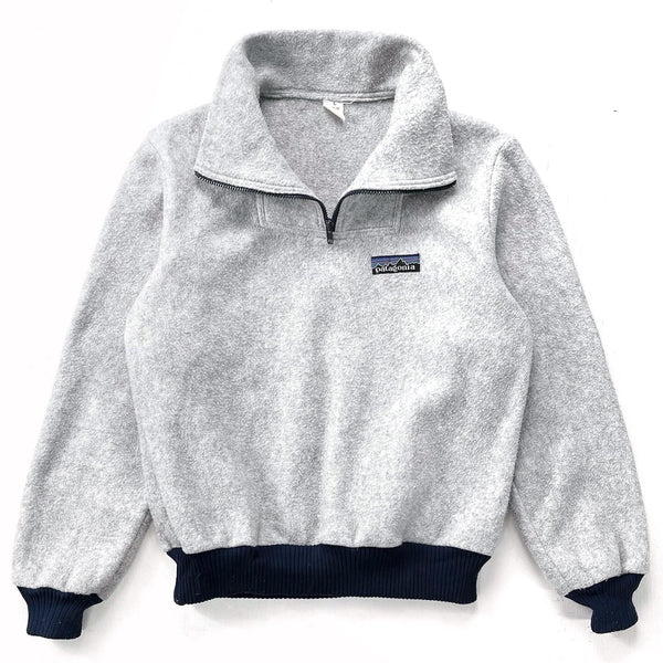 1982 Patagonia Bunting Half-Zip Fleece Sweater, Grey & Navy (M)