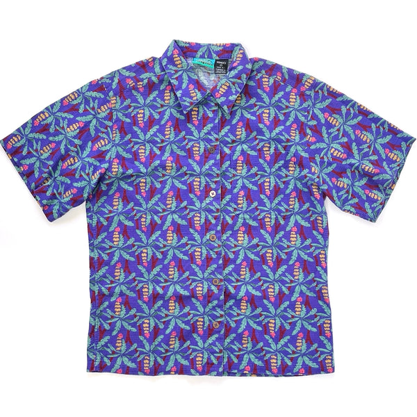 1994 Patagonia Womens Air Conditioned Cotton Print Shirt, Banana Tree (XS/S)