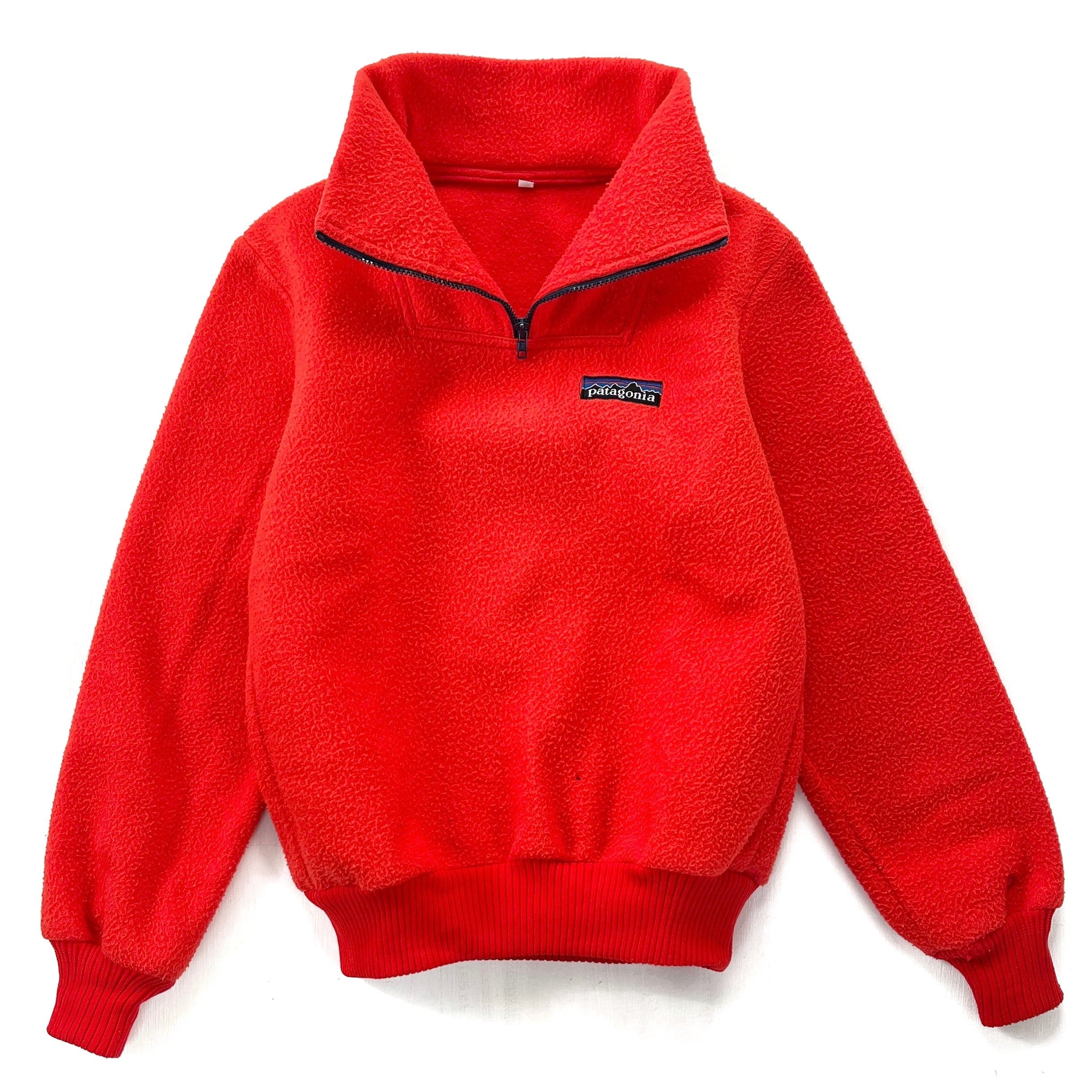 1982 Patagonia Bunting Half-Zip Fleece Sweater, Fire Orange (M)