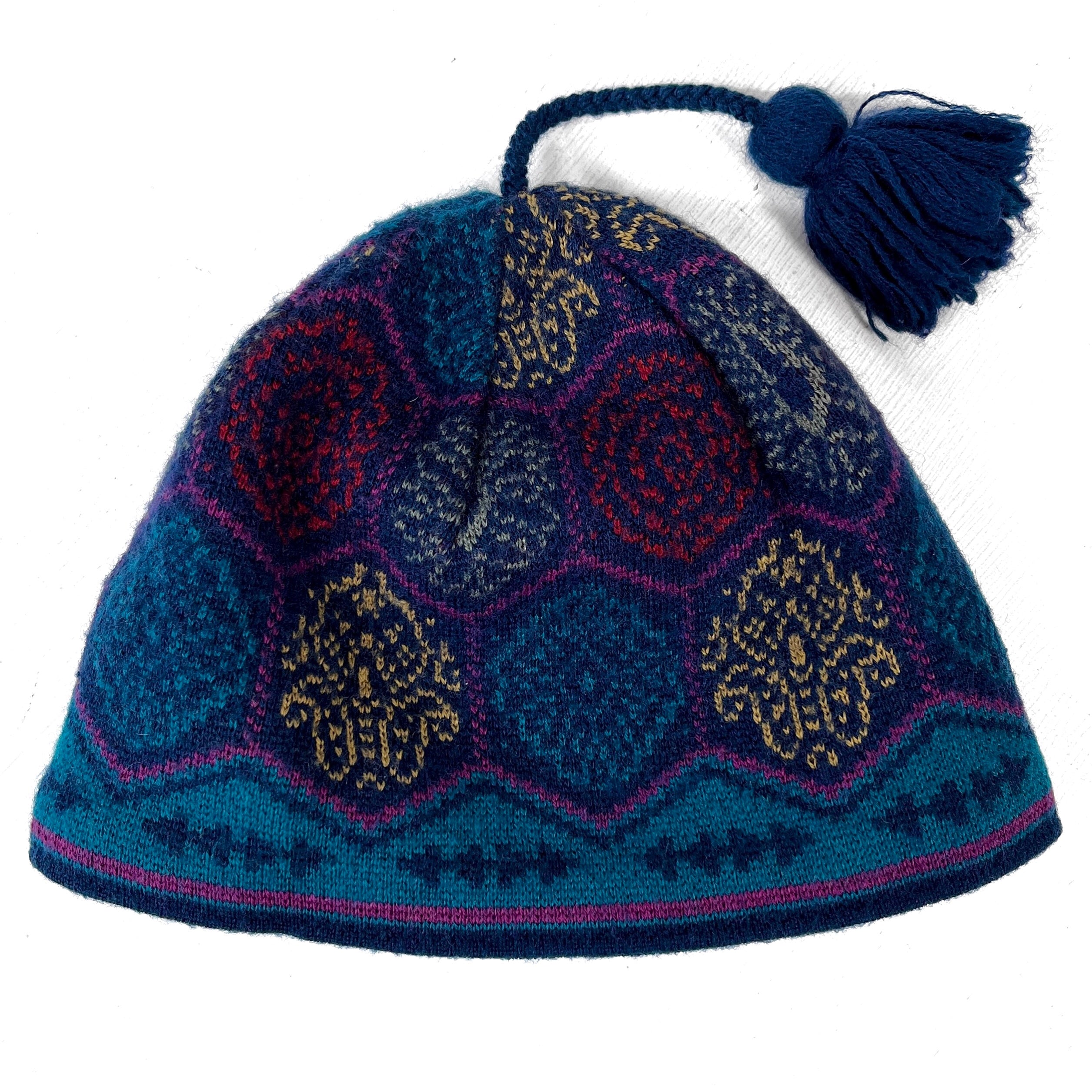 1995 Patagonia Printed Lightweight Wool Ski Hat, Nepali Hexagon (M)