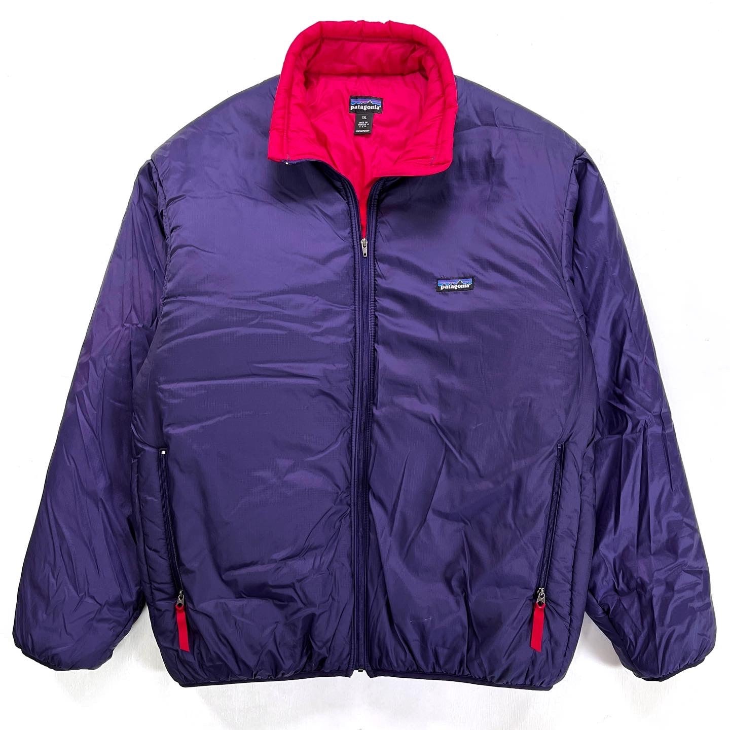 1996 Patagonia Puffball Jacket, Regal Purple & Burnt Chili (XXL)