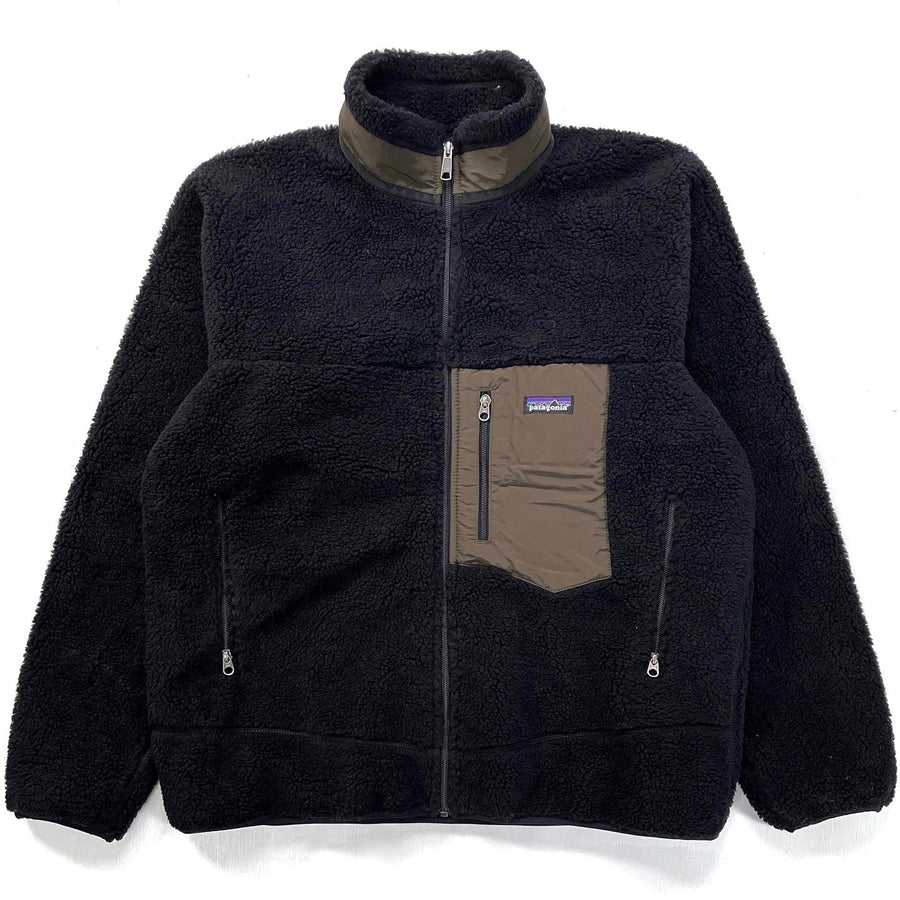 2009 Patagonia Mens Classic Retro-X Jacket, Black & Gravel (L)