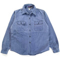 1970s Patagonia “Big Label” Cotton Canvas Shirt, Faded Blue (S)