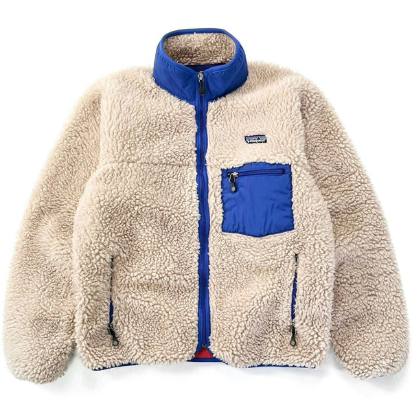 2004 Patagonia “Deep Pile” Classic Retro Cardigan, Natural & Fire (S)