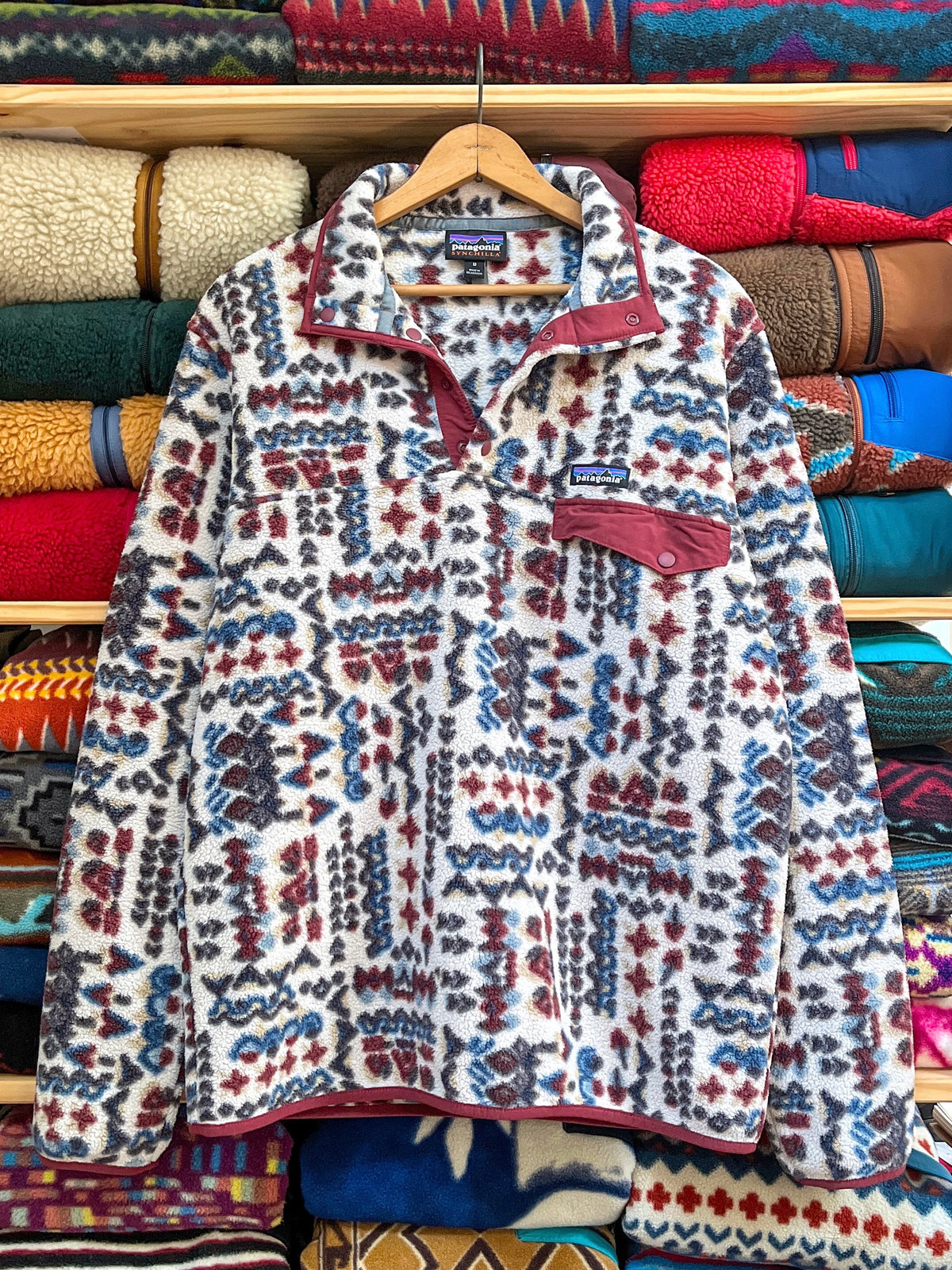 2022 Patagonia Printed Synchilla Snap-T, Wandering Woods: Pumice (M)