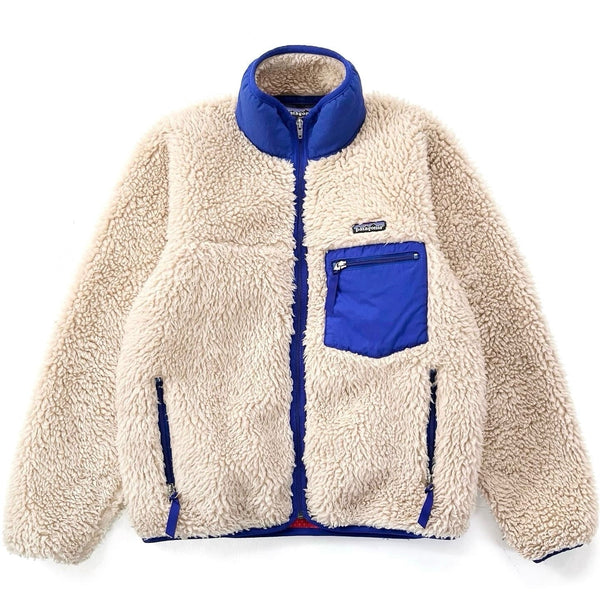 2001 Patagonia “Deep Pile” Classic Retro Cardigan, Natural & Fire (S)