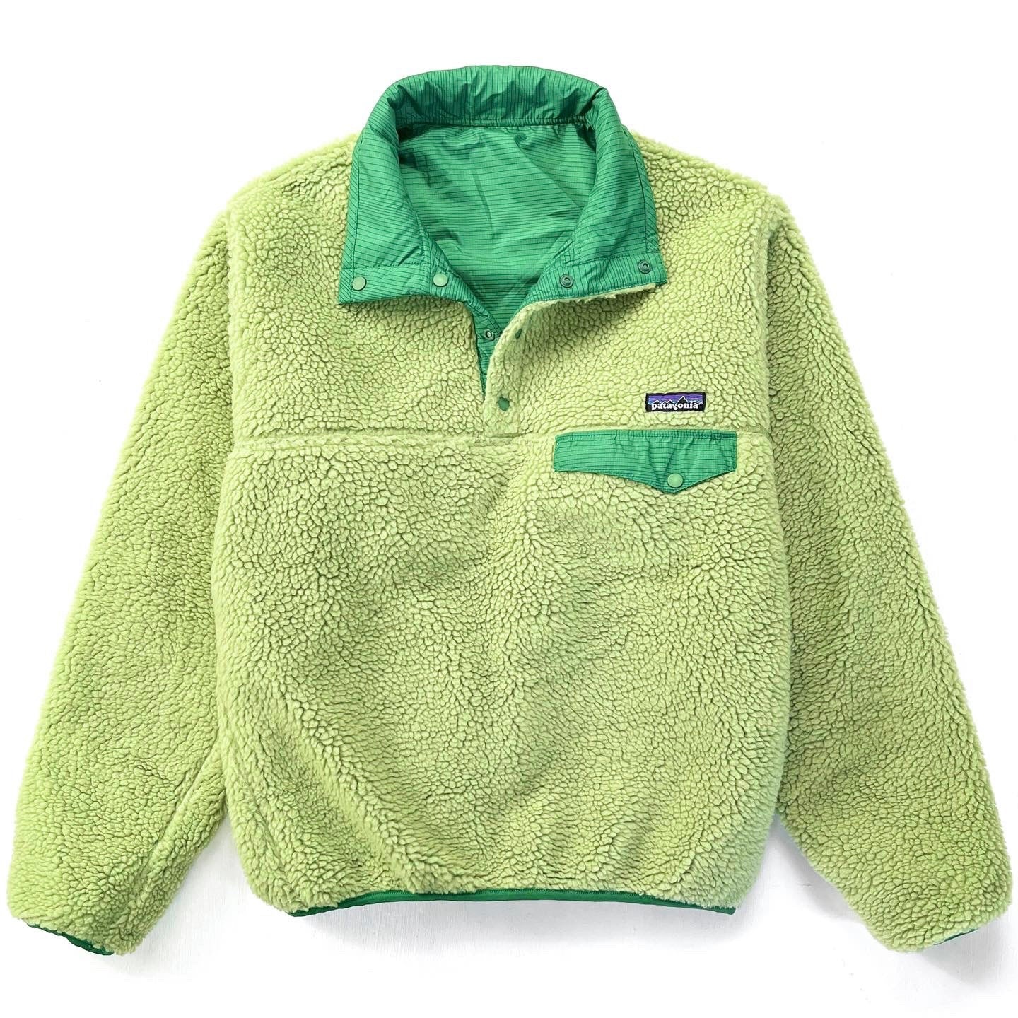 2008 Patagonia Reversible Deep Pile Snap-T Pullover, Light Green (S)