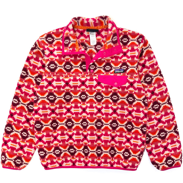 2013 Patagonia Womens Printed Synchilla Snap-T, Aberdeen: Jeweled Berry (S)