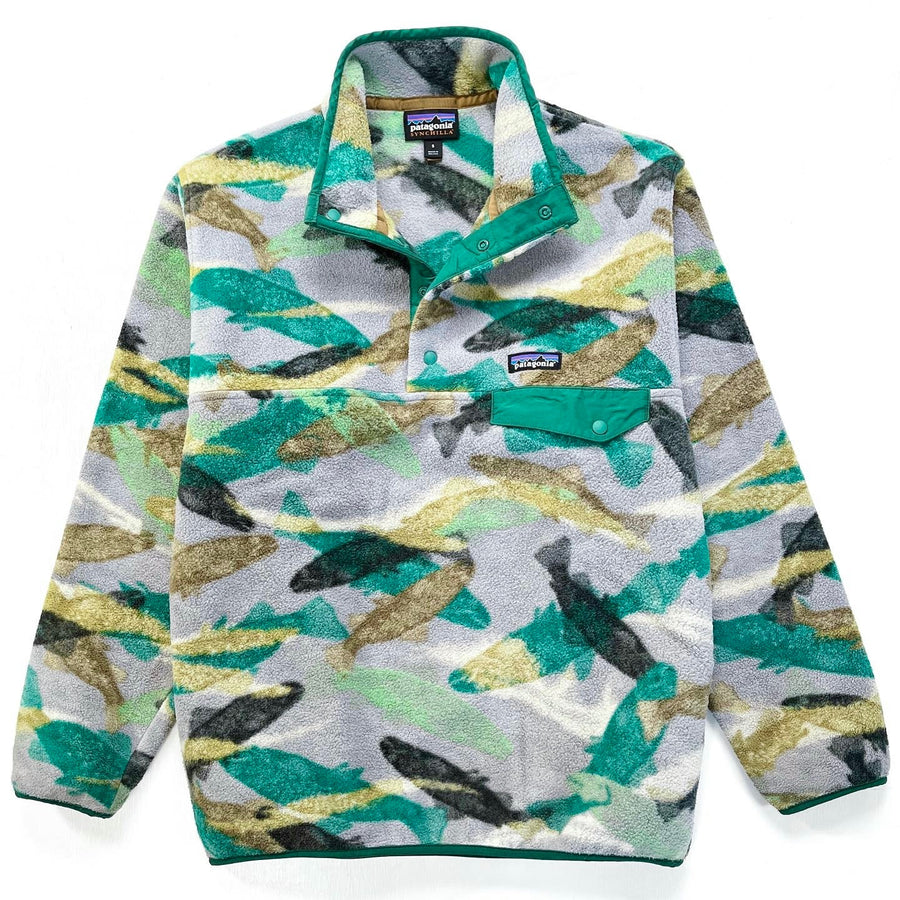 2016 Patagonia Printed Synchilla Snap-T, Trout Tails: Green (S)