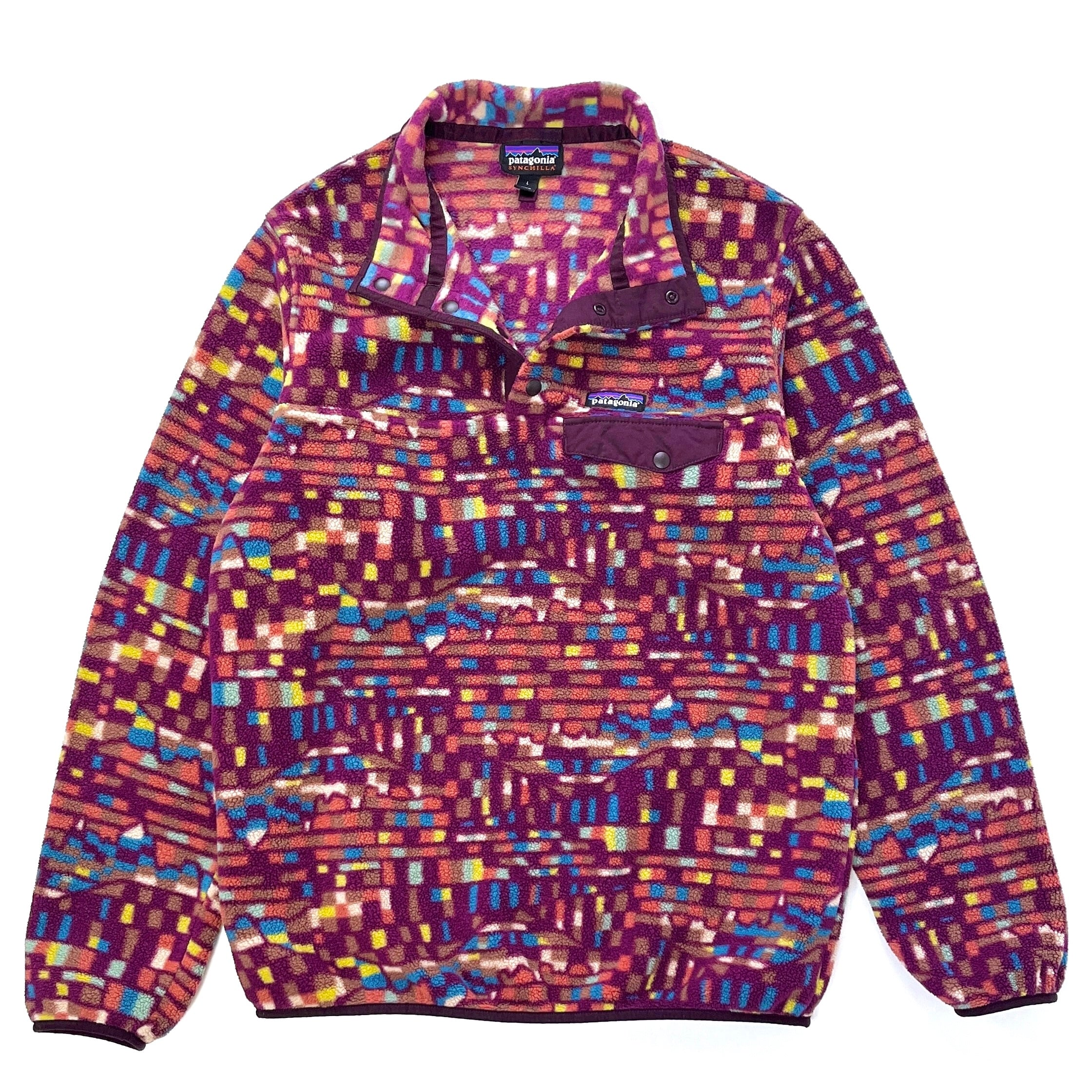 2023 Patagonia Womens Printed Synchilla Snap-T, Fitz Roy Patchwork 2023 Patagonia Womens Printed Synchilla Snap-T, Fitz Roy Patchwork