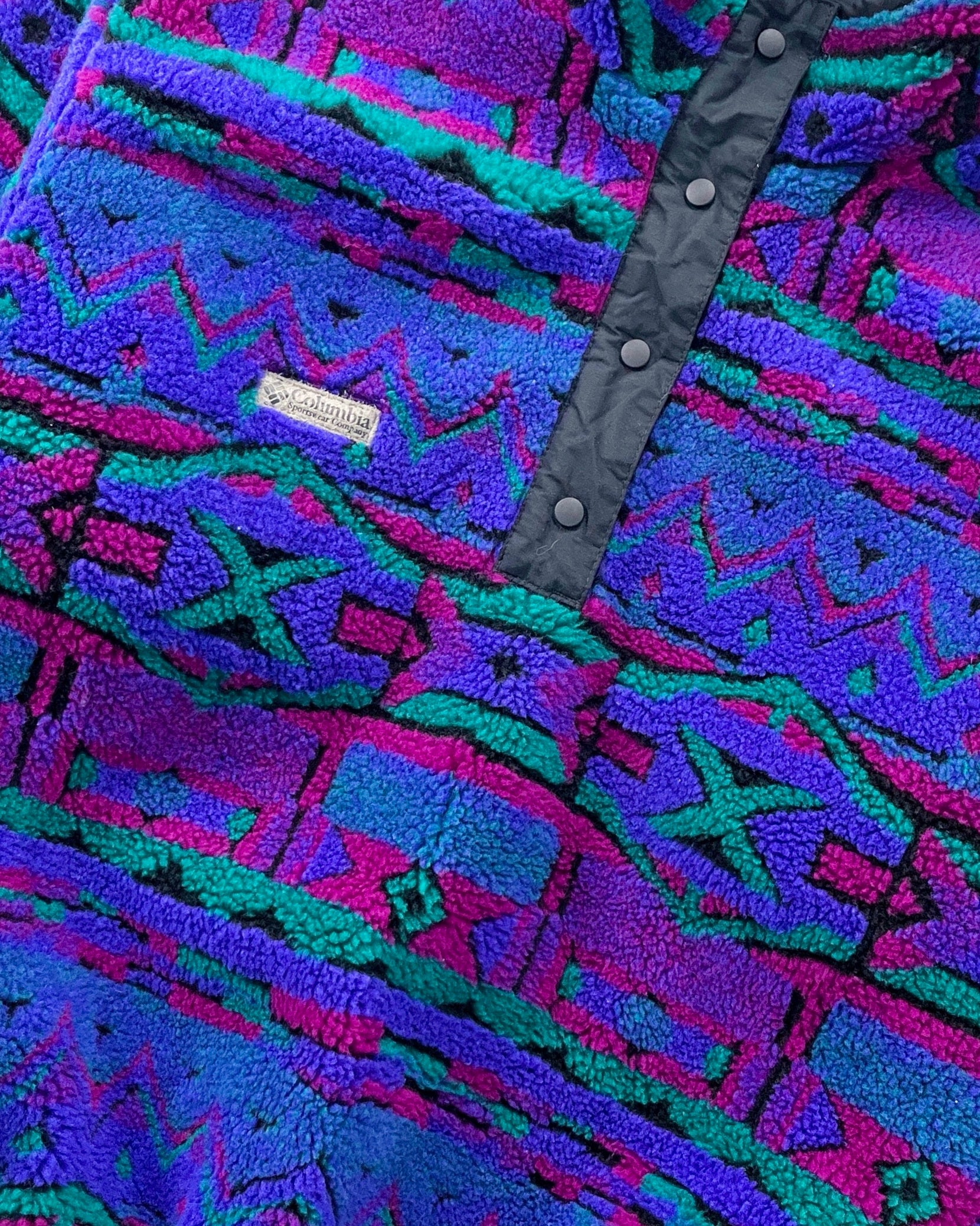 1980s Columbia Sportswear Womens Made In The U.S.A. Printed Deep Pile Pullover (L)