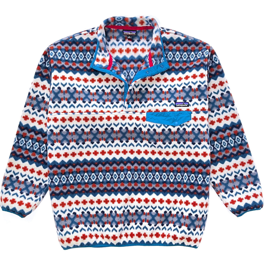 2015 Patagonia Printed Synchilla Snap-T Pullover, Cliff: Underwater Blue (XL)