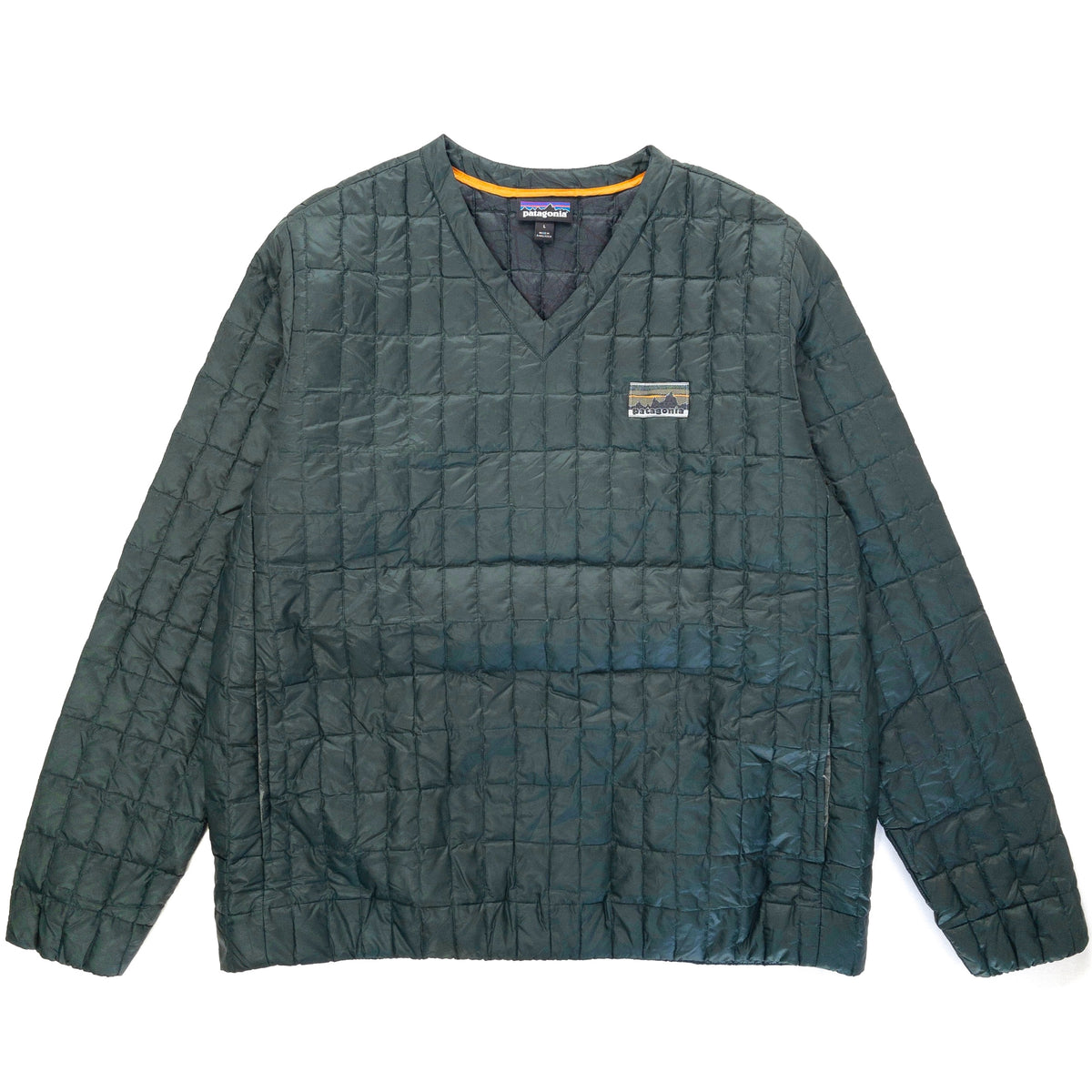 2016 Patagonia Recollection Recycled Down V-Neck Pullover, Dark Green (L)
