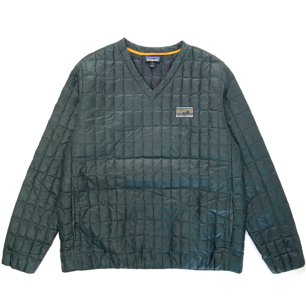2016 Patagonia Recollection Recycled Down V-Neck Pullover, Dark Green (L)