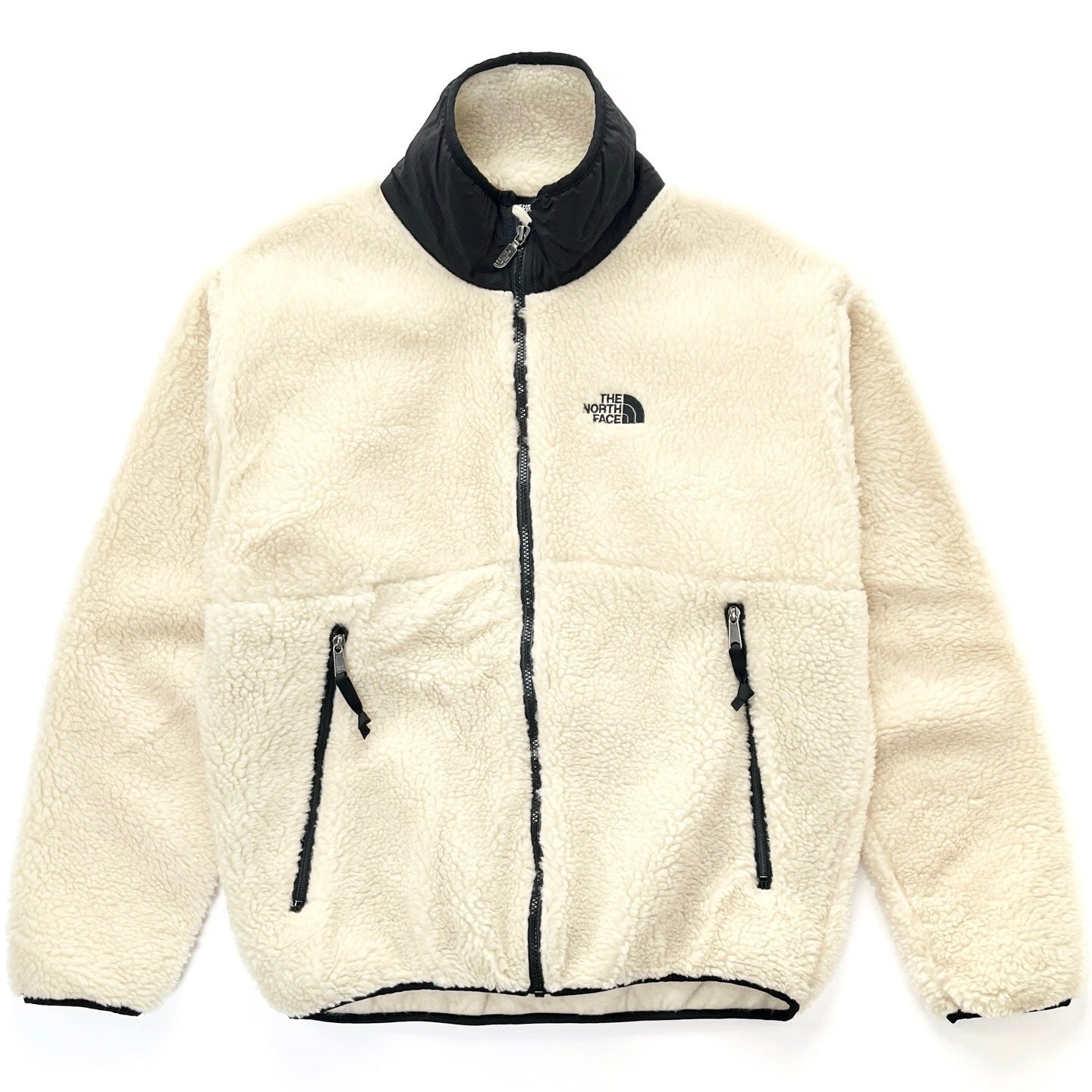 2002 The North Face High-Pile Full-Zip Fleece Jacket, Natural & Black (L)