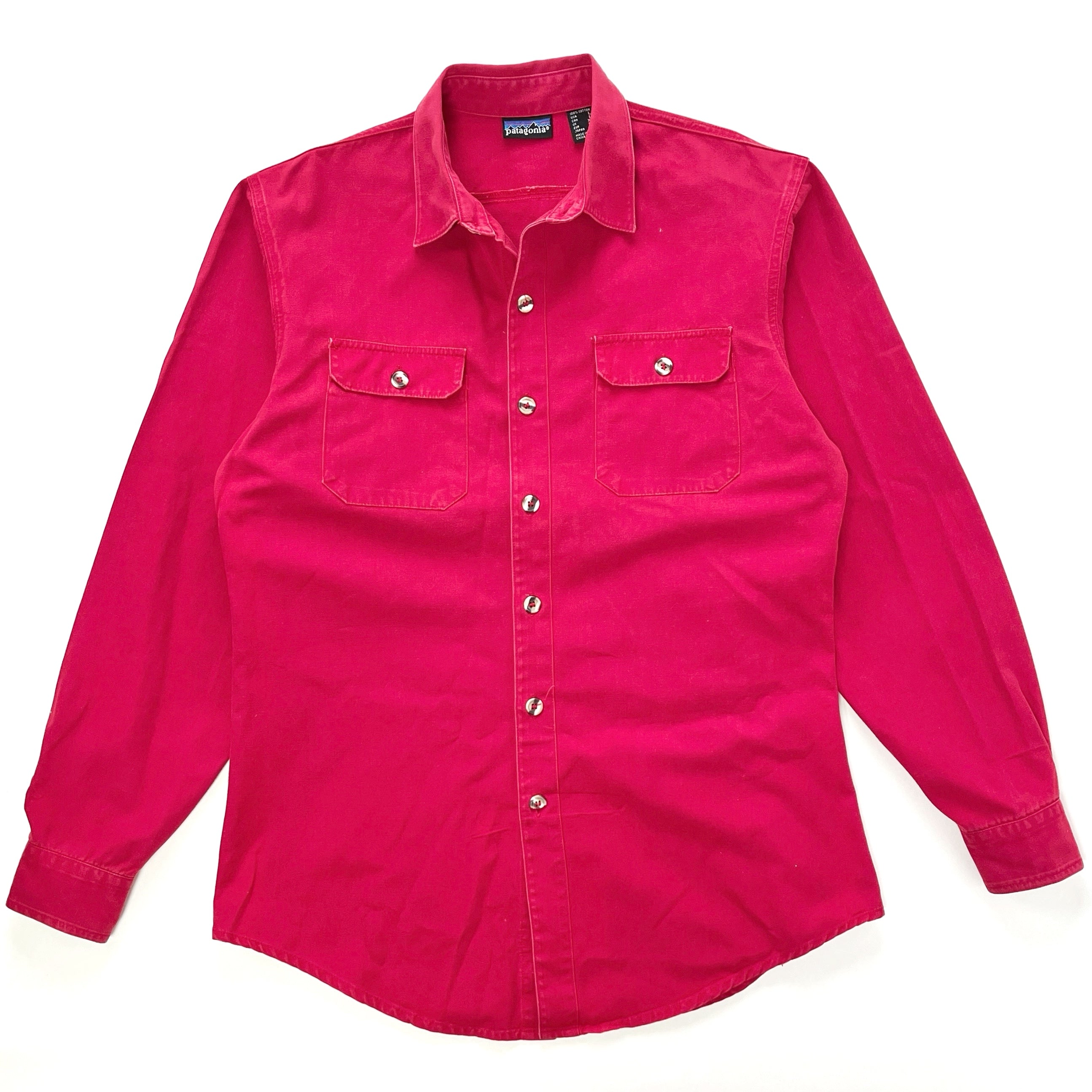 1980s Patagonia Original Garment Dyed Cotton Canvas Shirt, Red (L