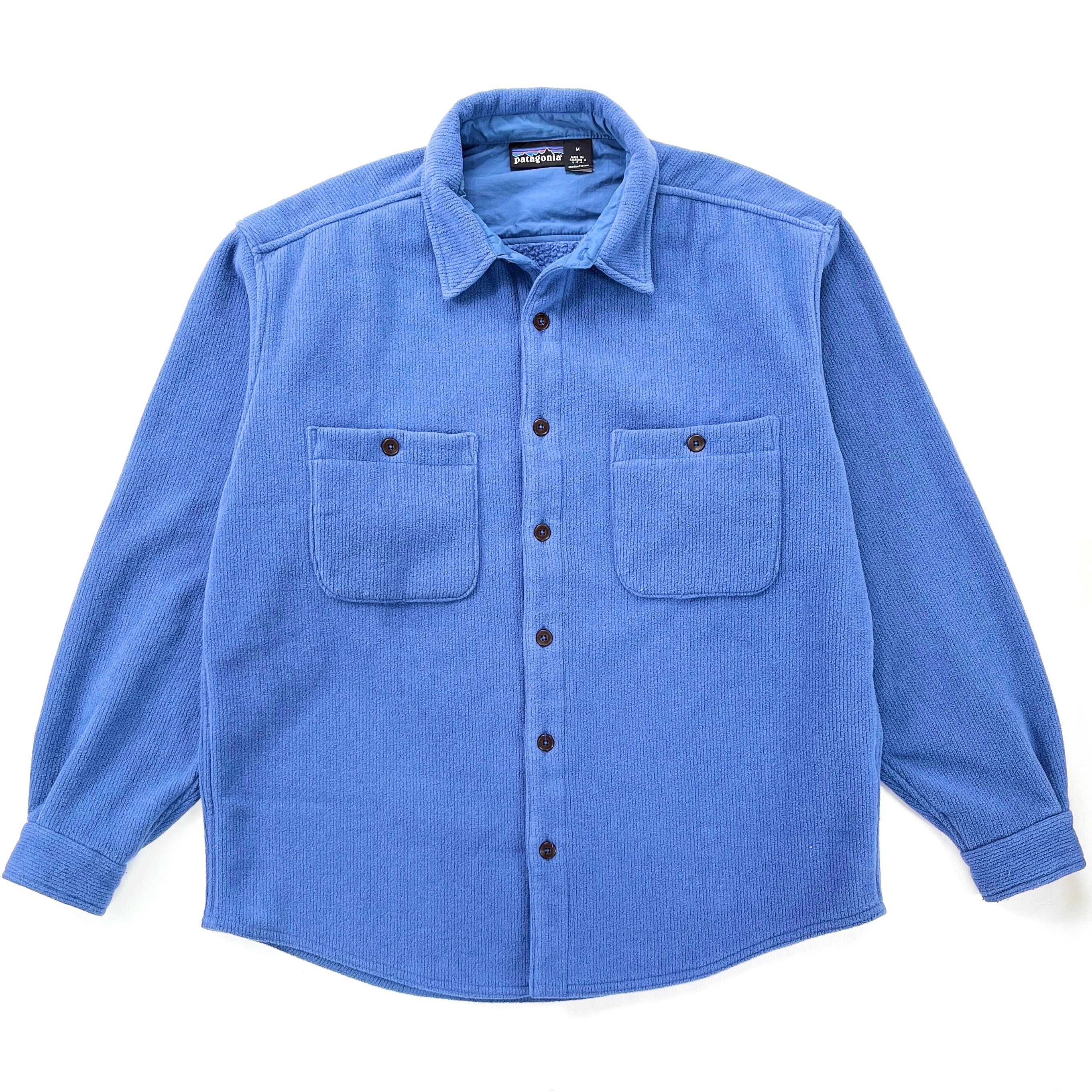 1997 Patagonia Cord Shearling Fleece Overshirt, True Blue (L/XL)