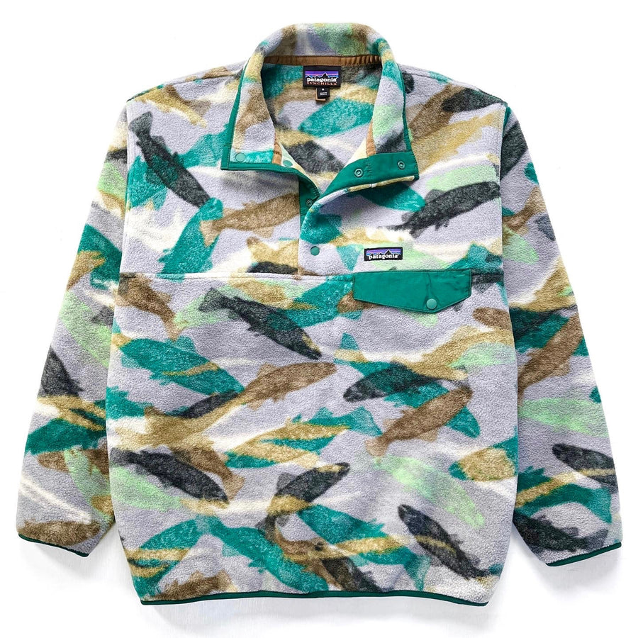 2016 Patagonia Printed Synchilla Snap-T, Trout Tails: Green (M/L)